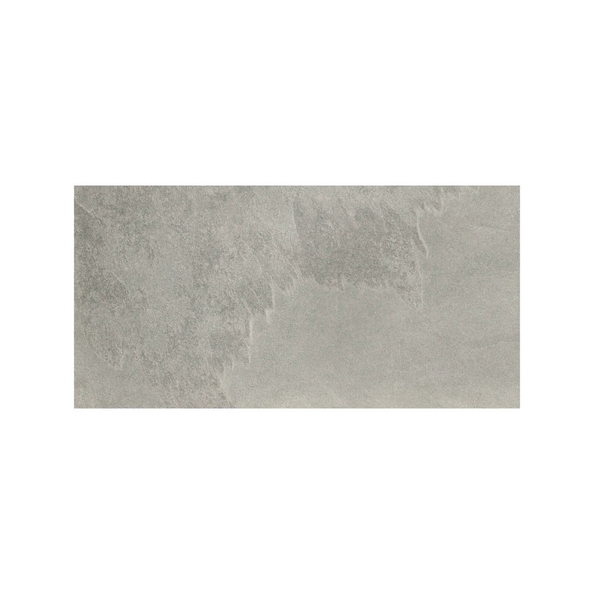 Shale light grey 60 x 120cm gray stone-effect tile with textured mottled surface for flooring and walls
