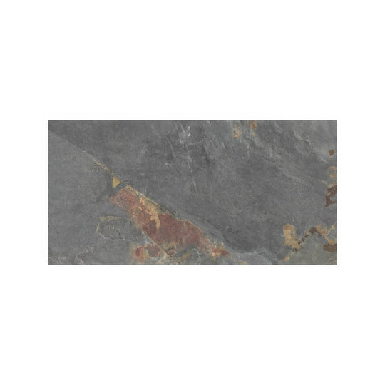Dark gray shale stone tile 30 x 60cm with subtle reddish-brown and golden veining for flooring and wall use