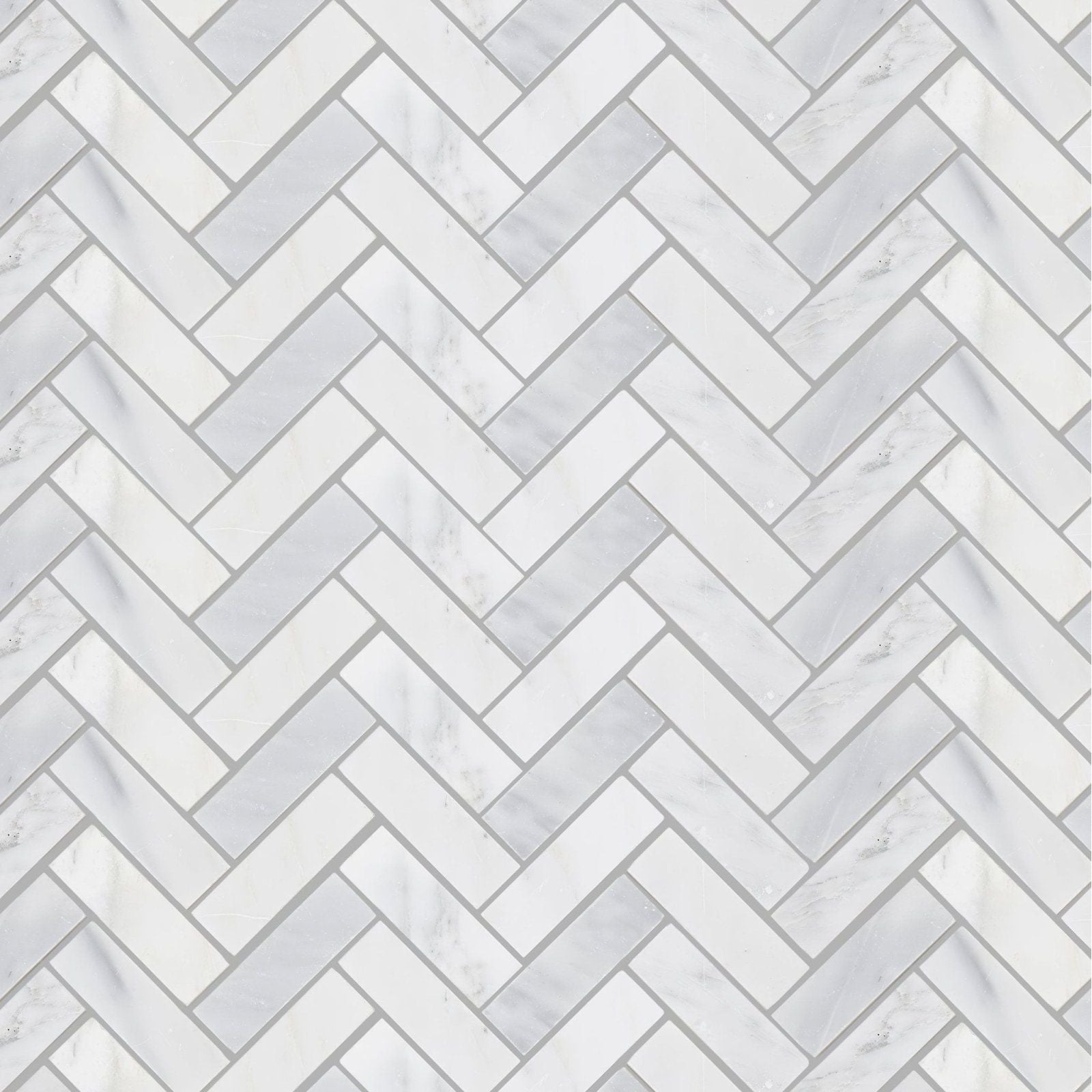 White marble tiles in a herringbone pattern from east hampton shelter island marble mosaic collection