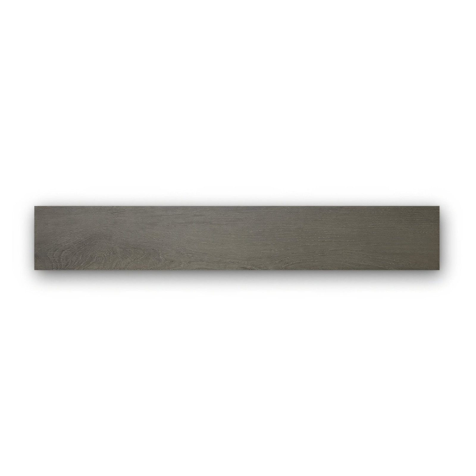 A sleek rectangular gray wood-look plank with a subtle textured surface from sherwood rowan 20 x 120cm collection
