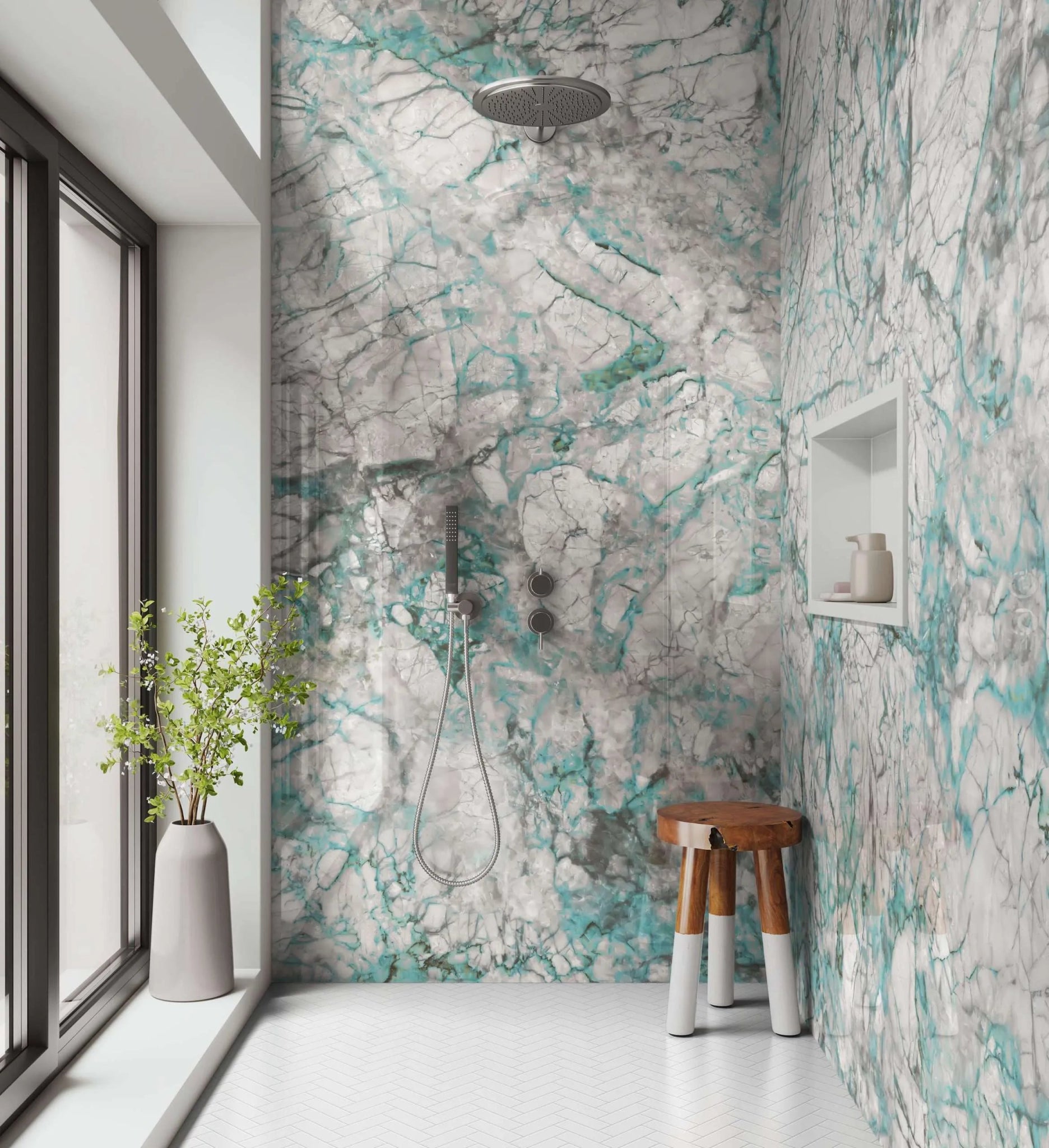 Shower Panel Green Marble