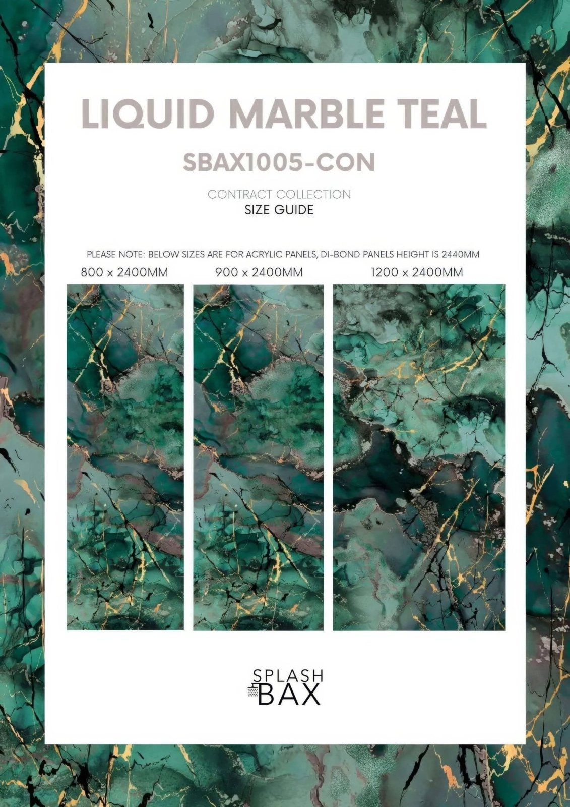 Shower Panel Liquid Marble Teal