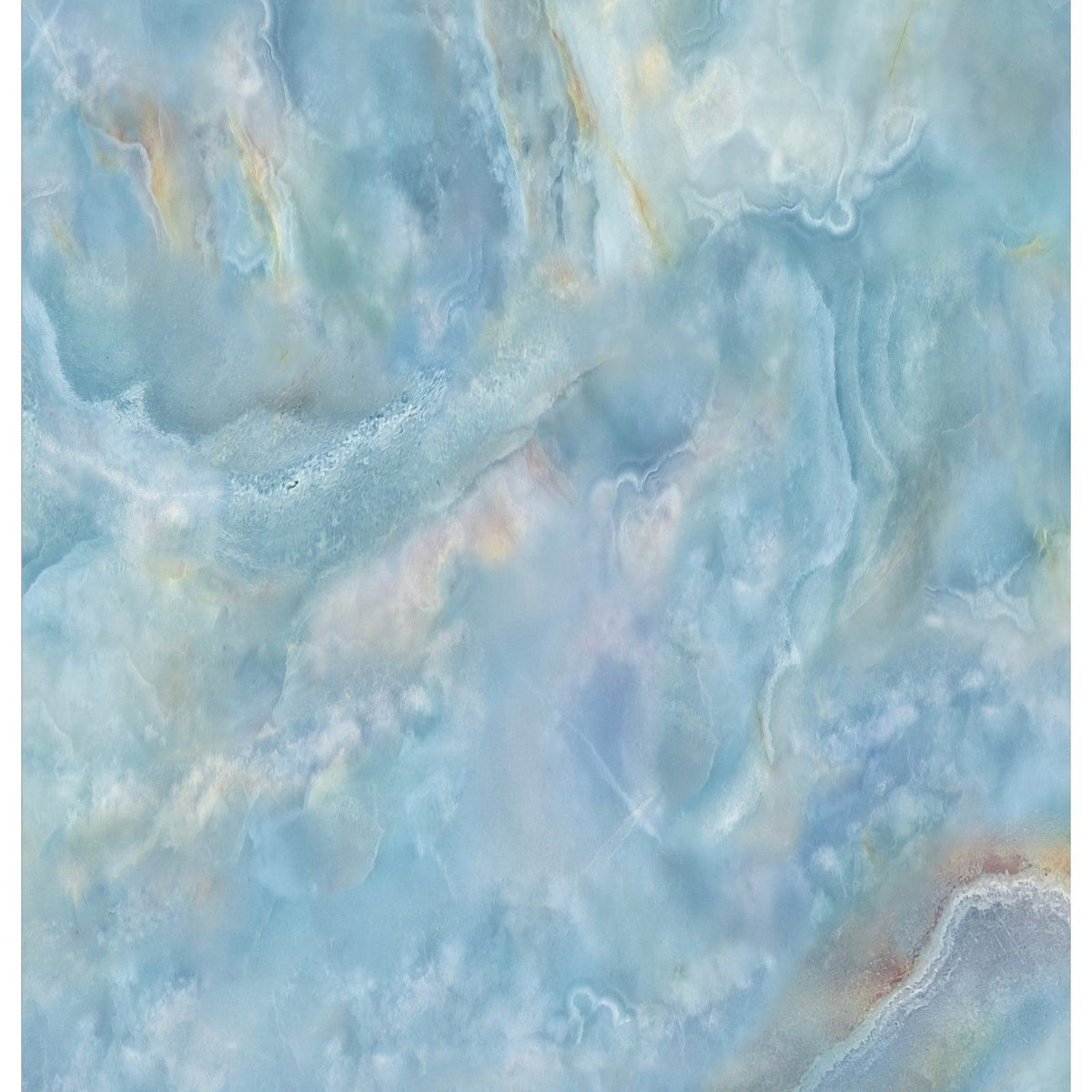 Shower panel onyx crystal Carte D’Or blue with a smooth polished blue onyx surface and white swirling patterns