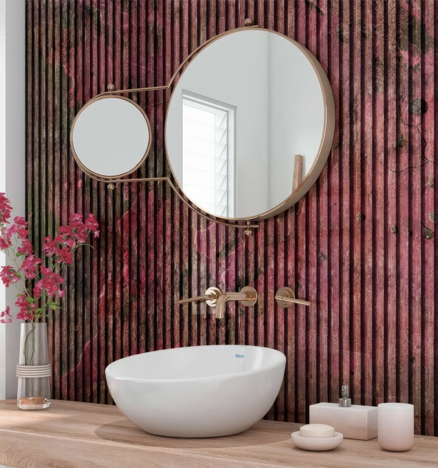 Shower Panel Pink Concrete Slat Wall