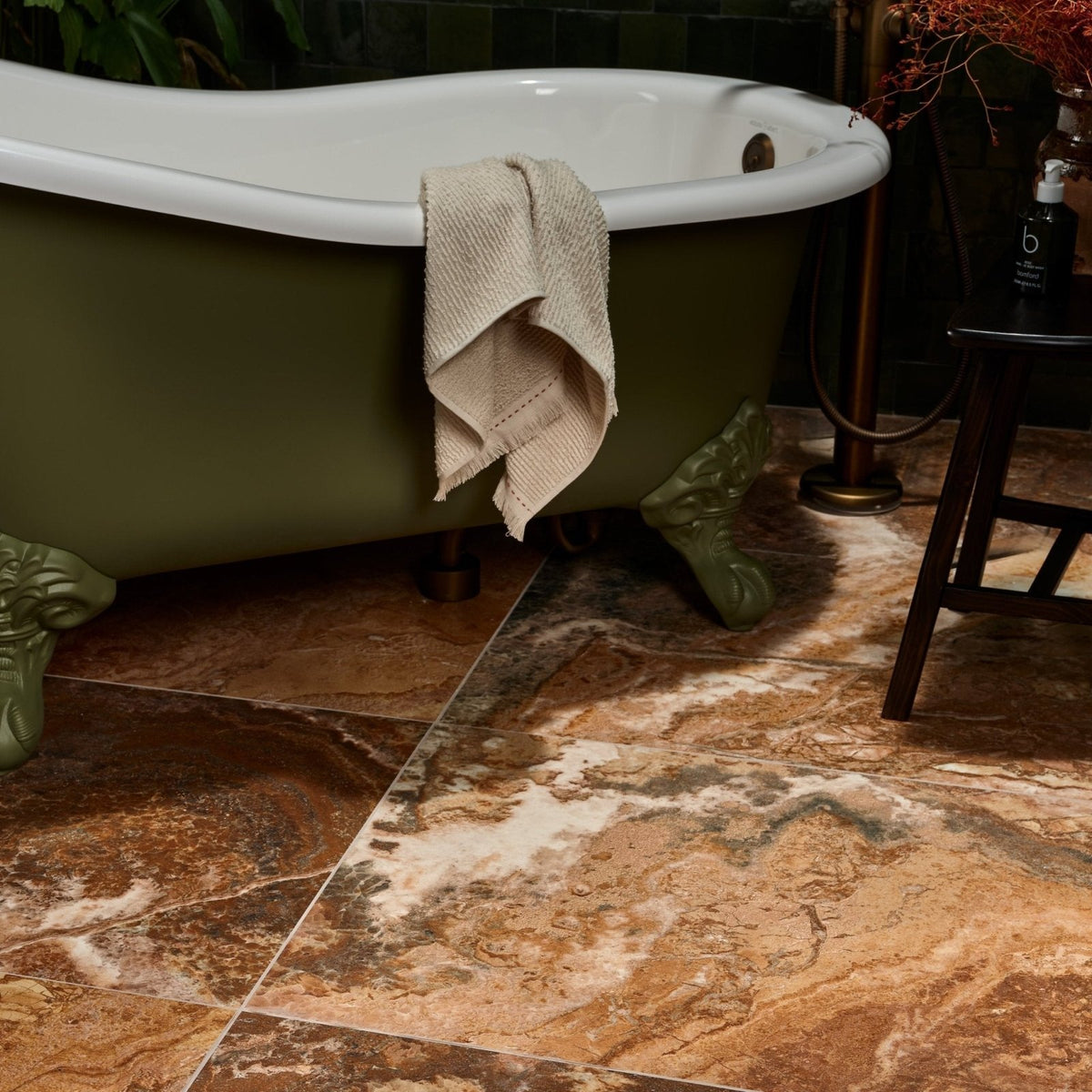 Sicilia Porcelain Brushed brown and gold marble-effect tile