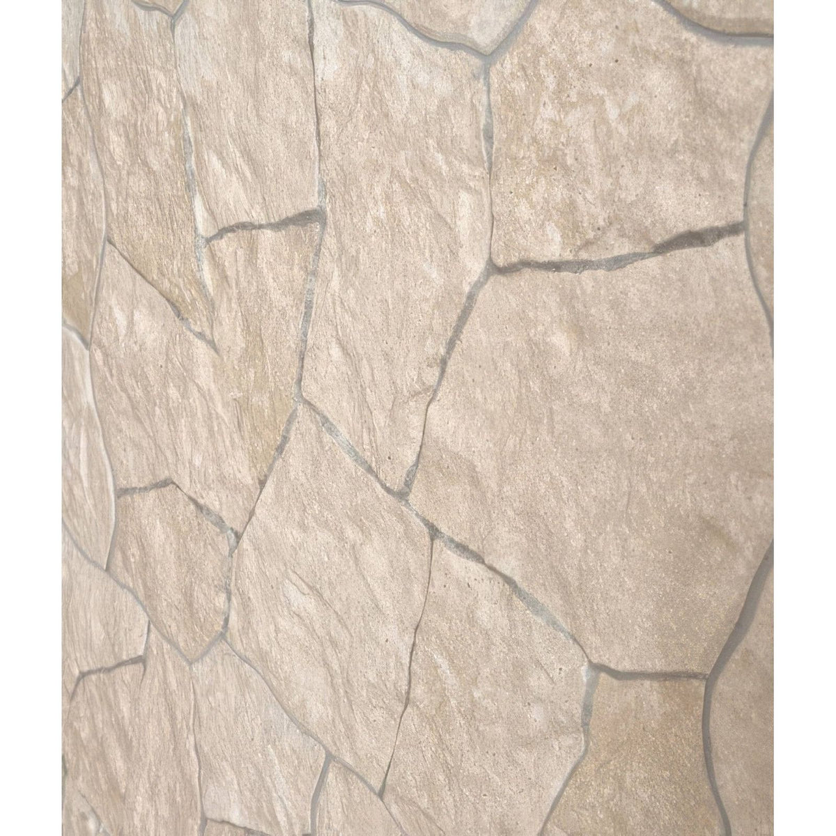 Beige stone veneer with irregular natural shapes and subtle texture in sierra porcelain textured design