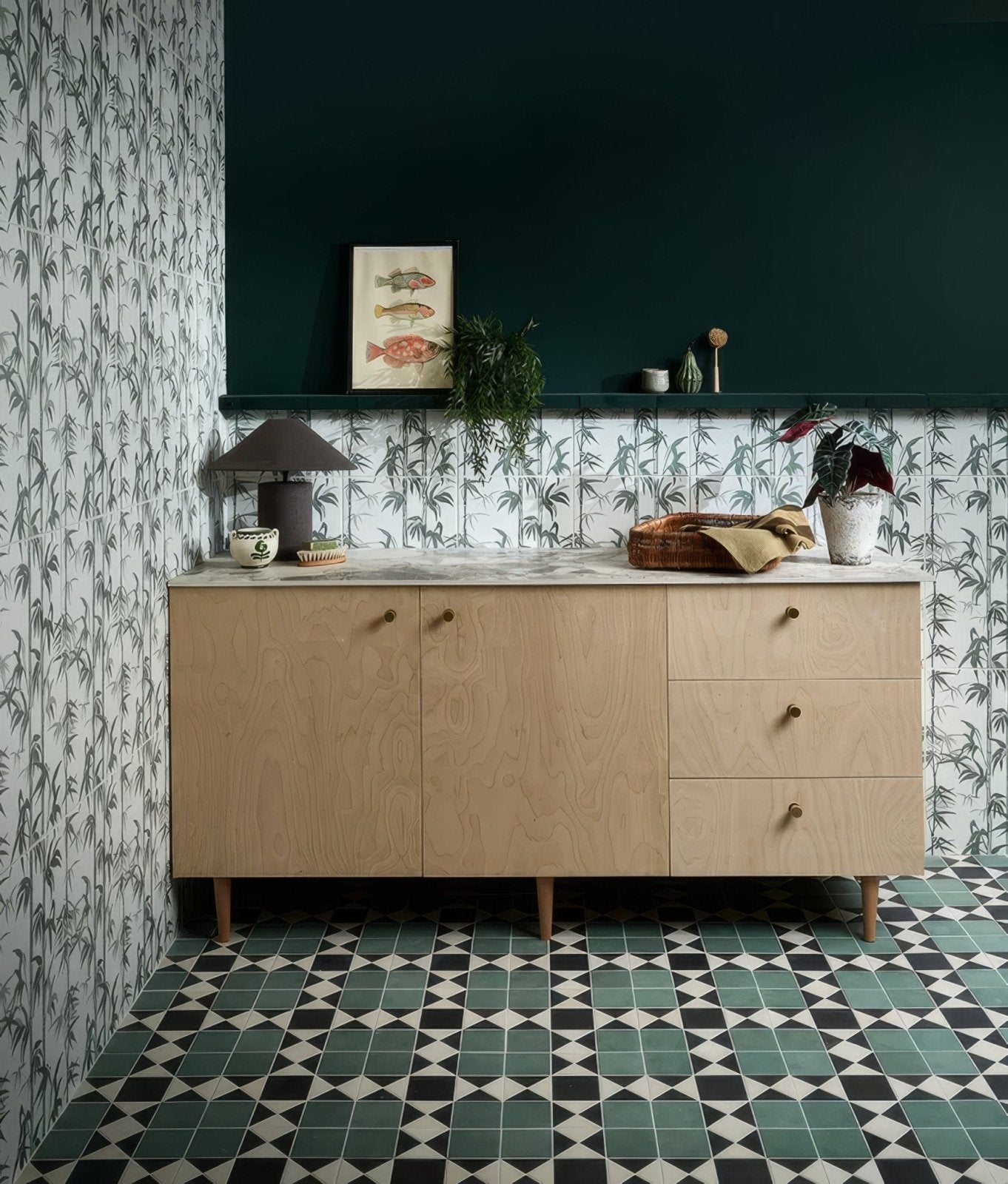 Silk Screen Ceramic Lantau Bamboo Smoke Green