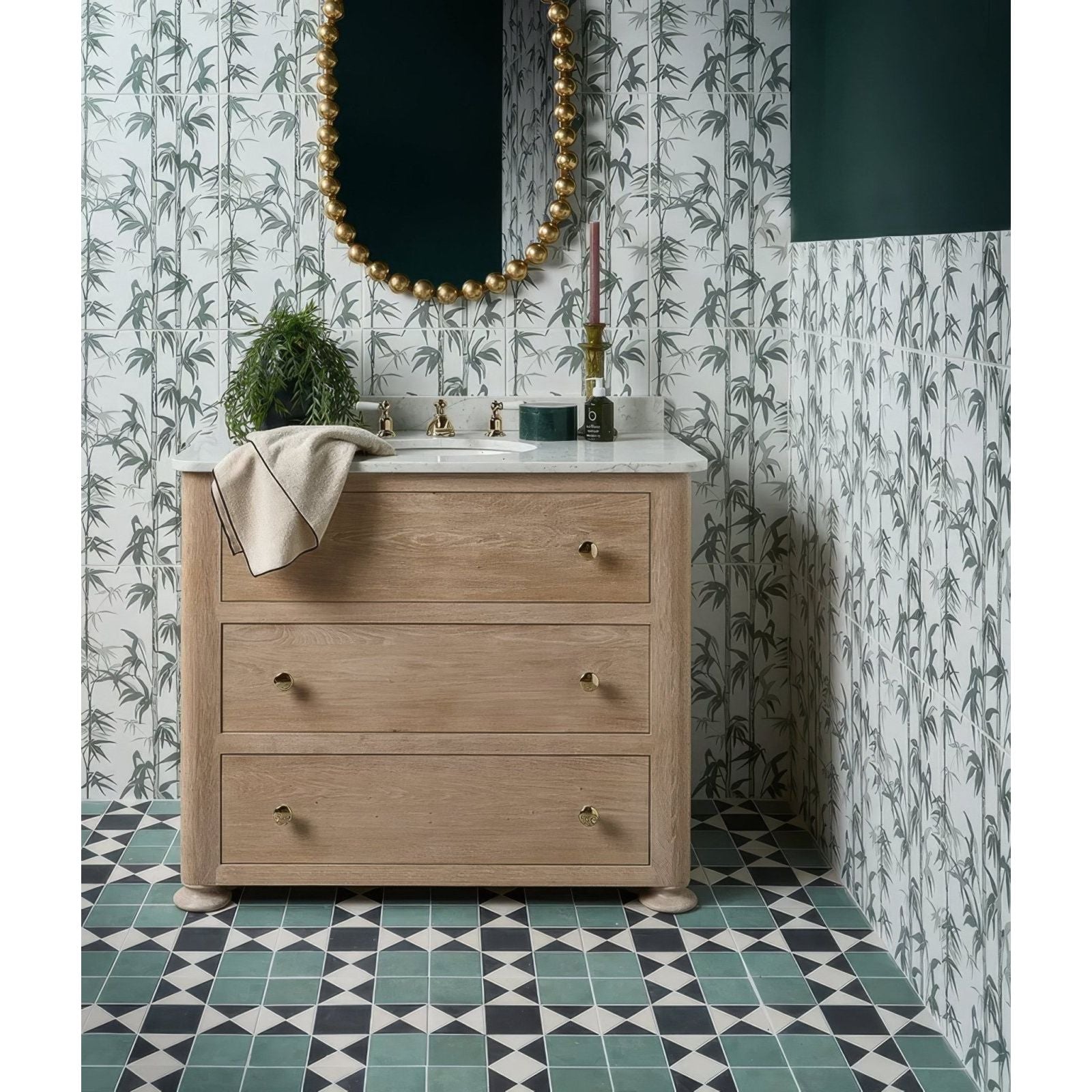 Silk Screen Ceramic Lantau Bamboo Smoke Green