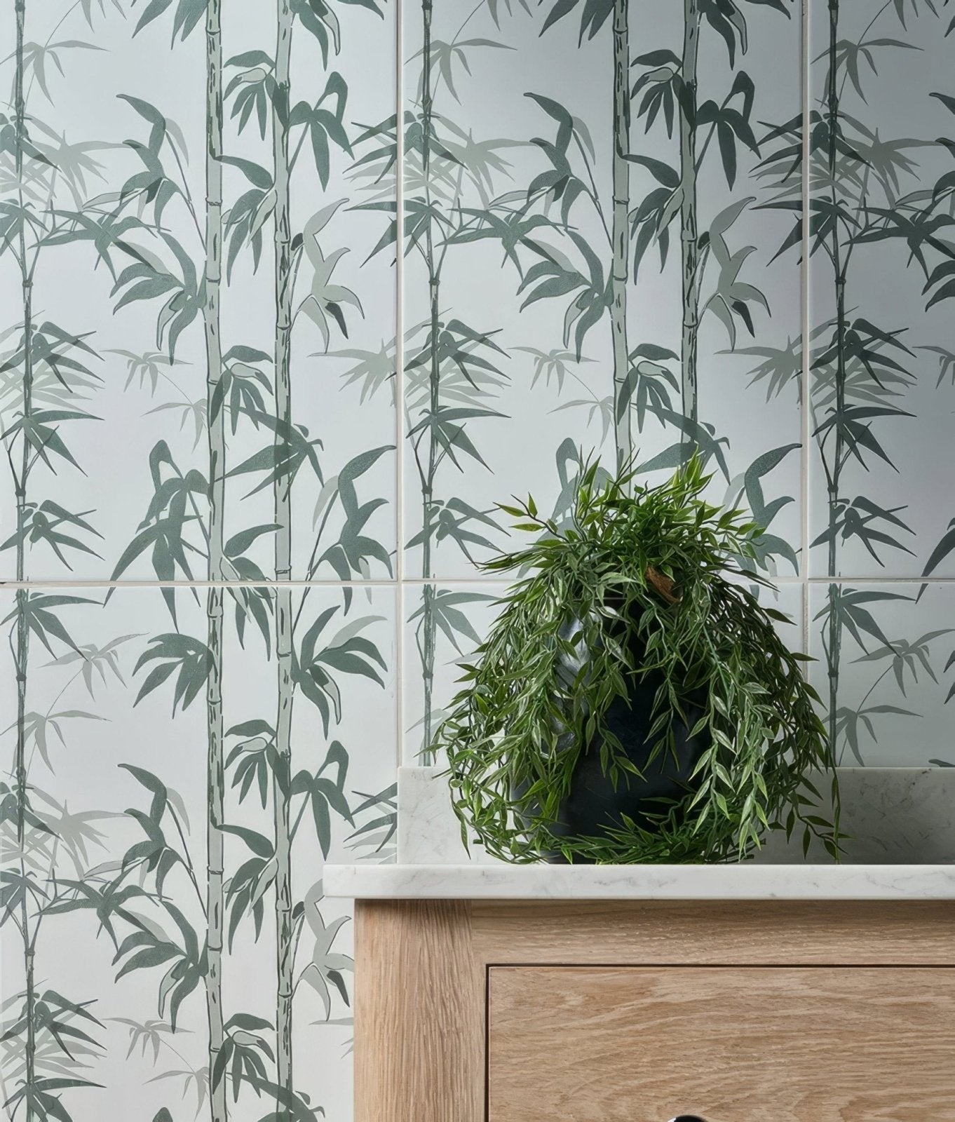 Silk Screen Ceramic Lantau Bamboo Smoke Green