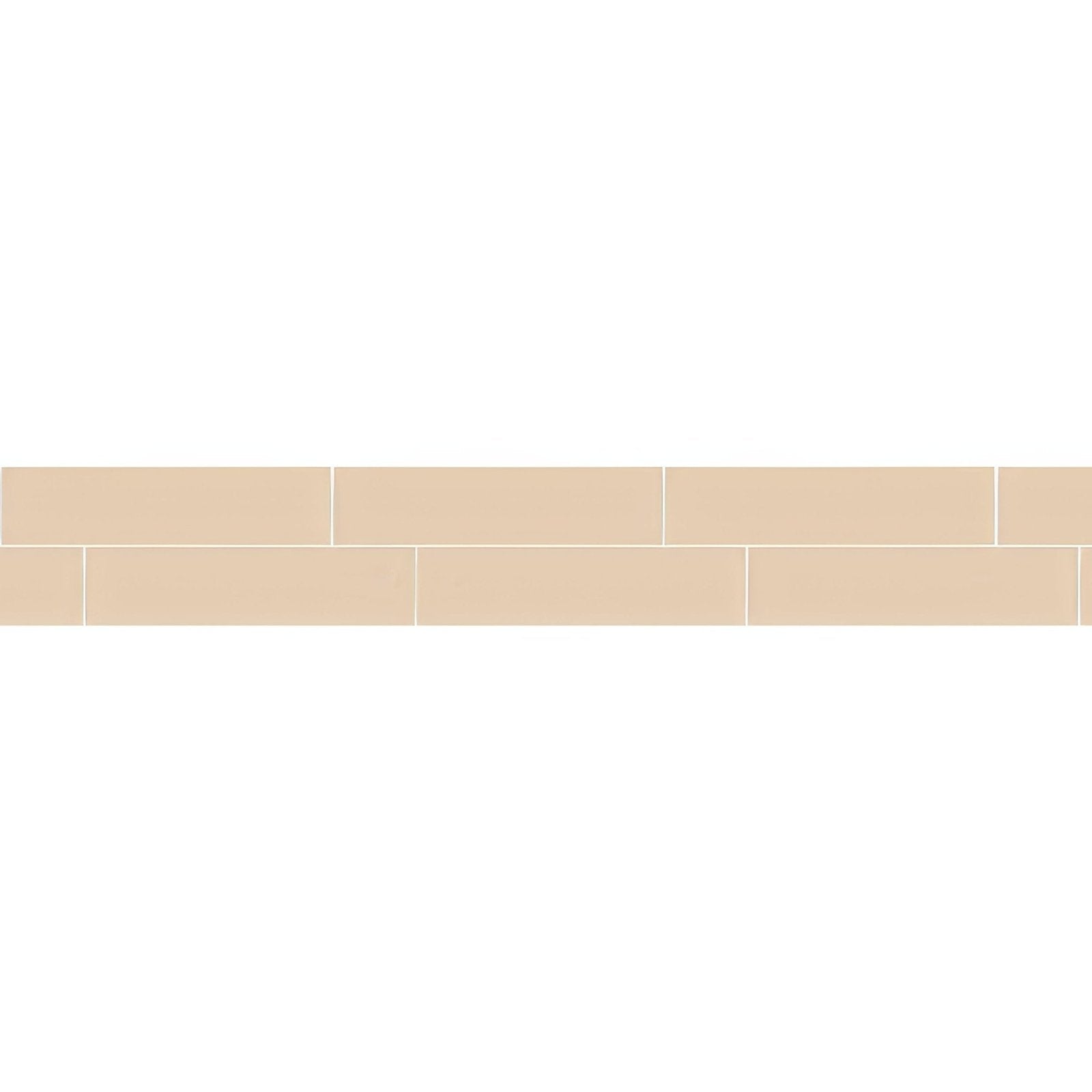 Beige rectangular ceramic tile strip arranged in a staggered brick pattern from simple border 1 product line