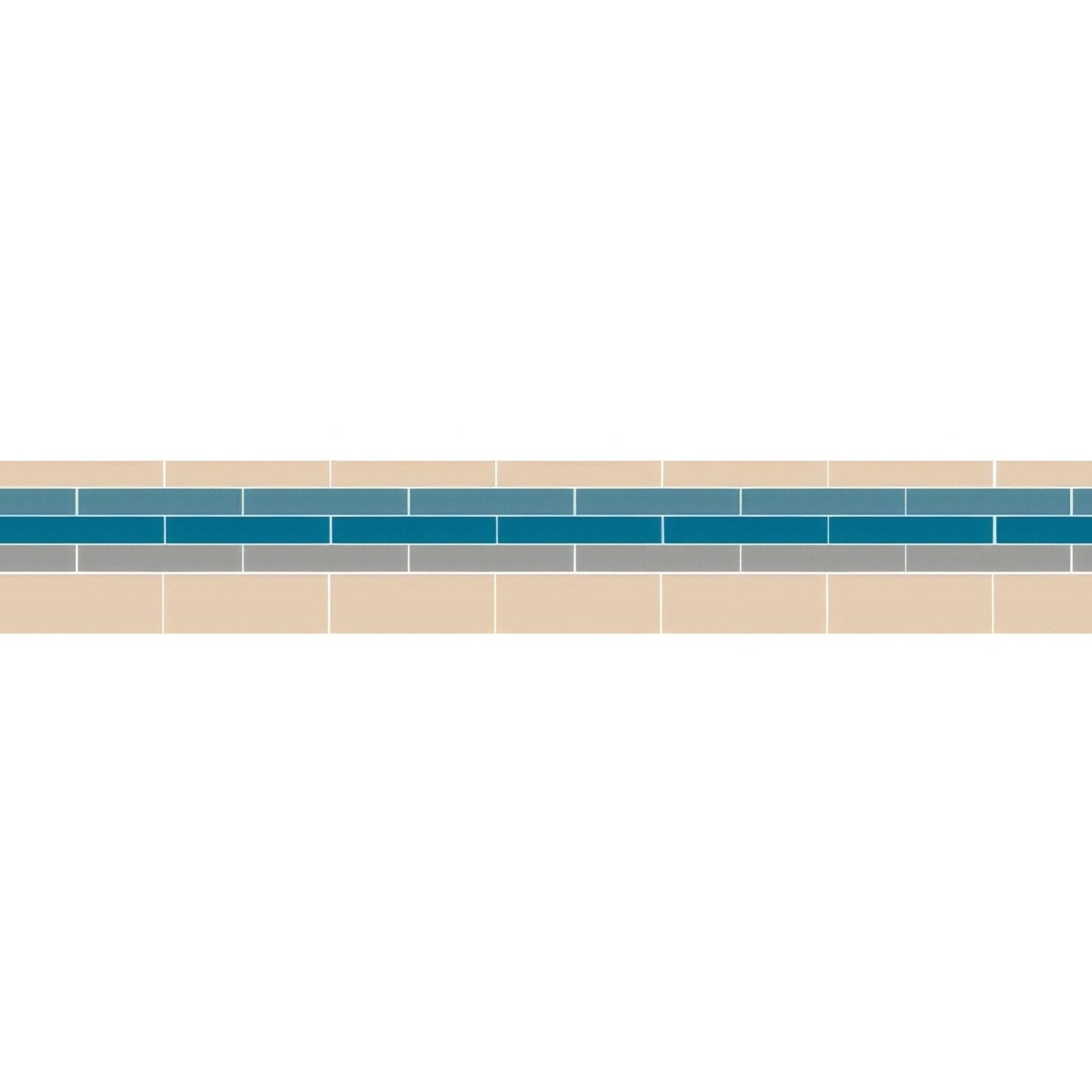 Simple border 2 beige and teal mosaic tile border with a central blue stripe for decorative edging