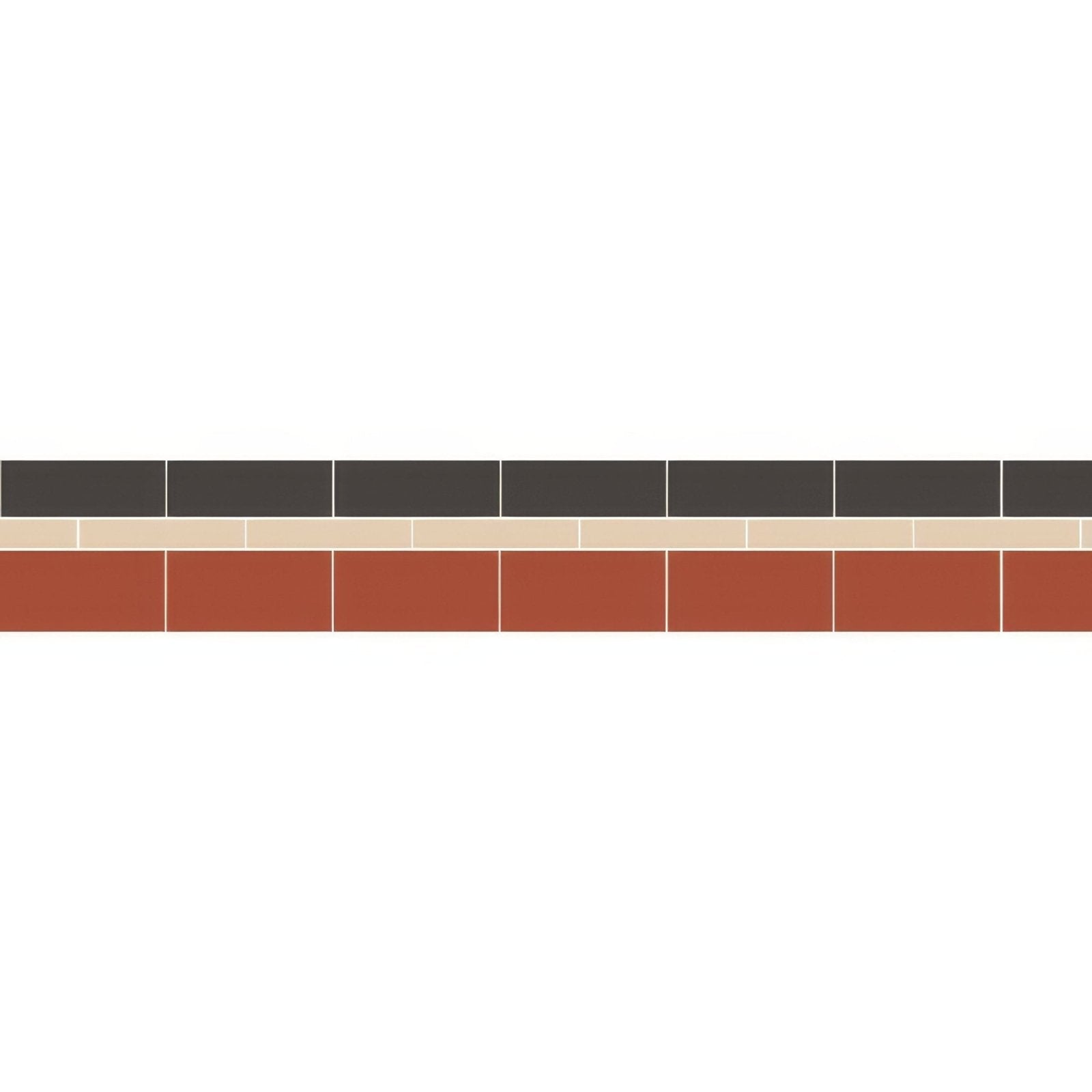 Simple border 3 decorative mosaic tile border with alternating dark gray beige and terracotta rectangular tiles