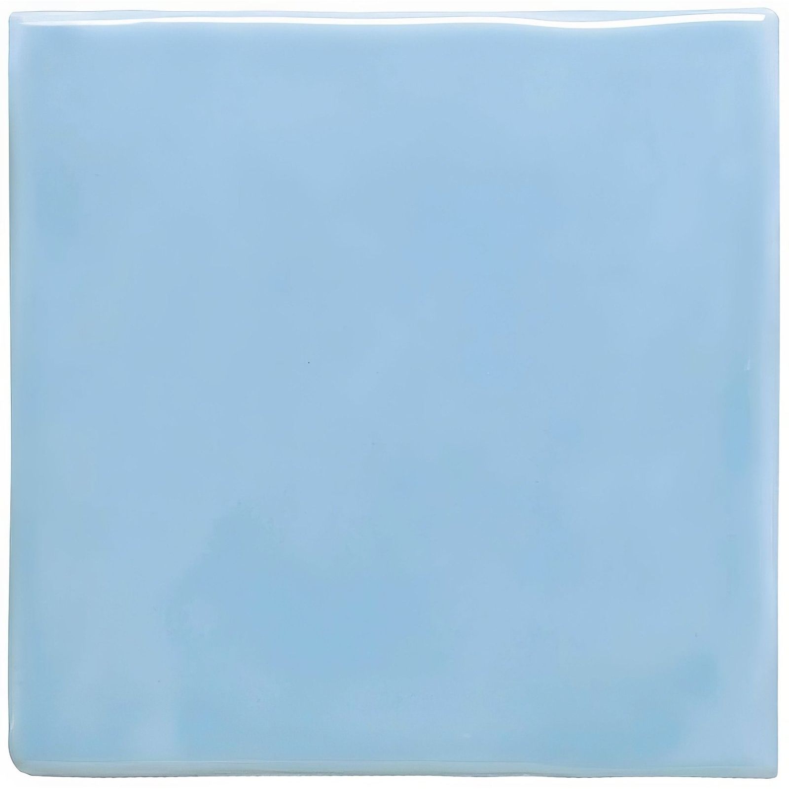 Sky blue field tile is a square glossy ceramic tile with smooth edges and a subtle sheen