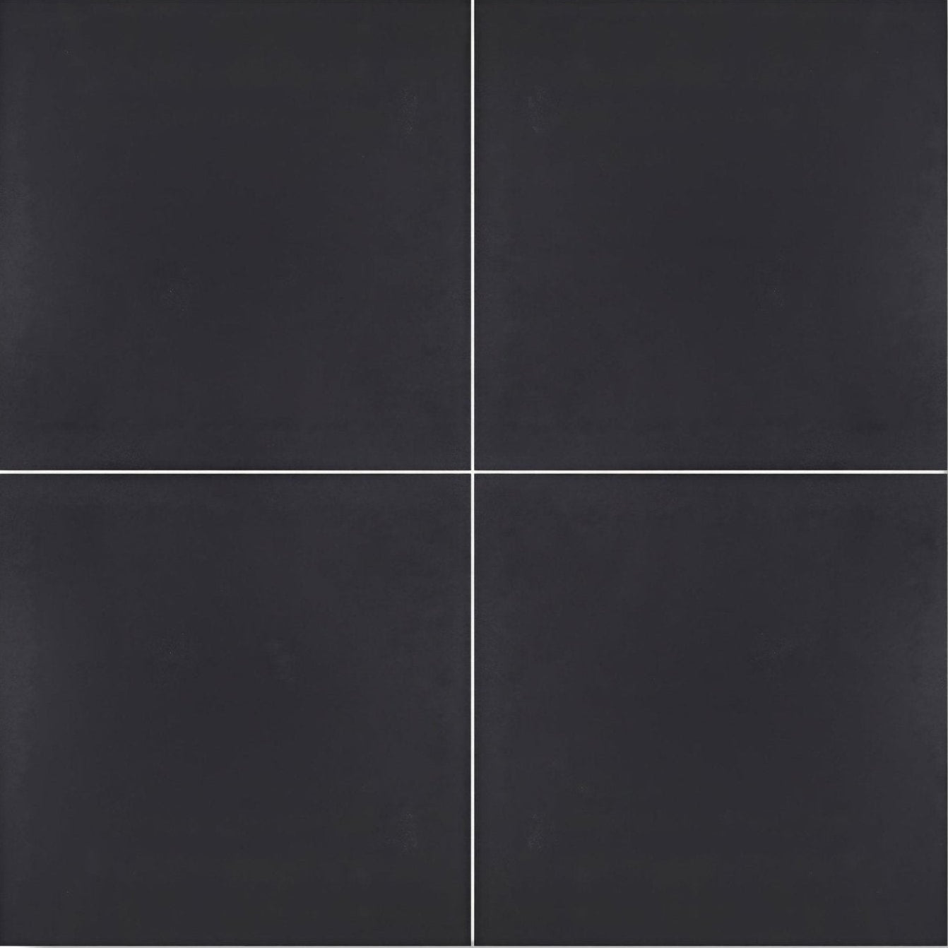 Sorrento black porcelain tile featuring black matte square tiles arranged in a grid for sleek flooring and walls