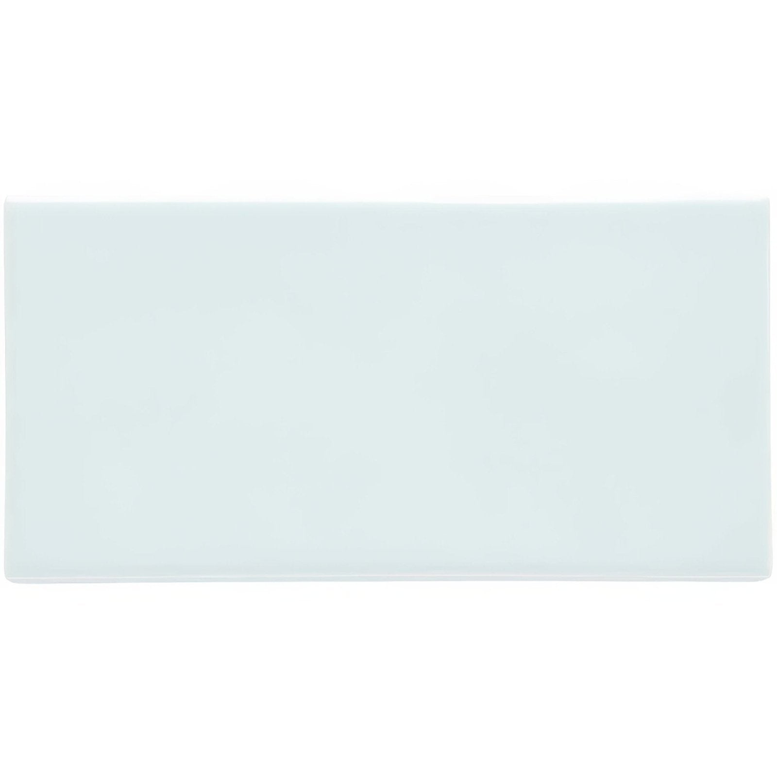 Southwold half tile is a rectangular glossy light blue ceramic tile with smooth edges and a uniform matte finish