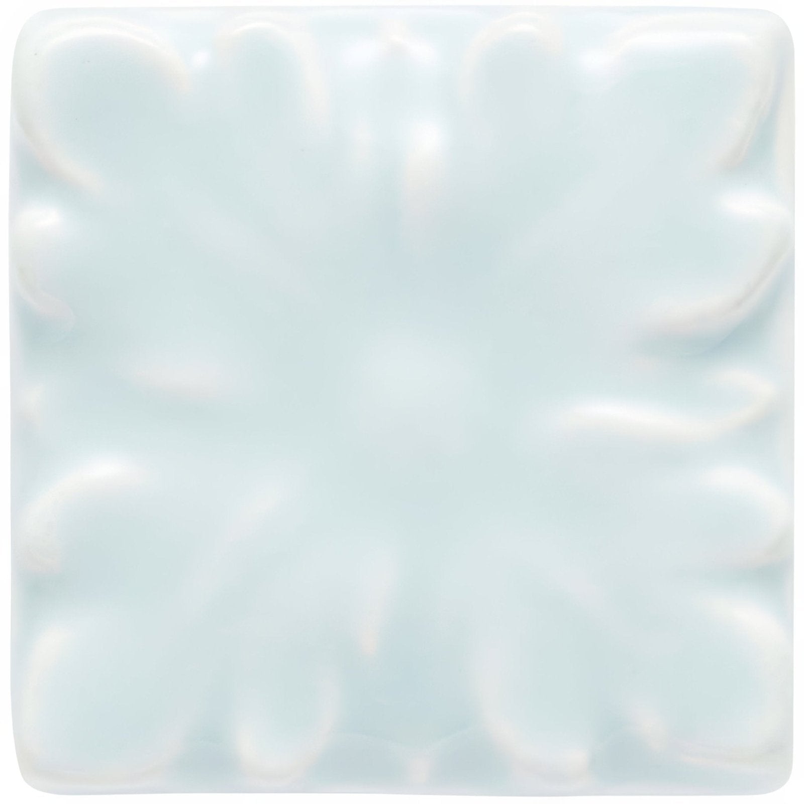 A square light blue ceramic tile with subtle floral relief pattern from southwold knightsbridge collection