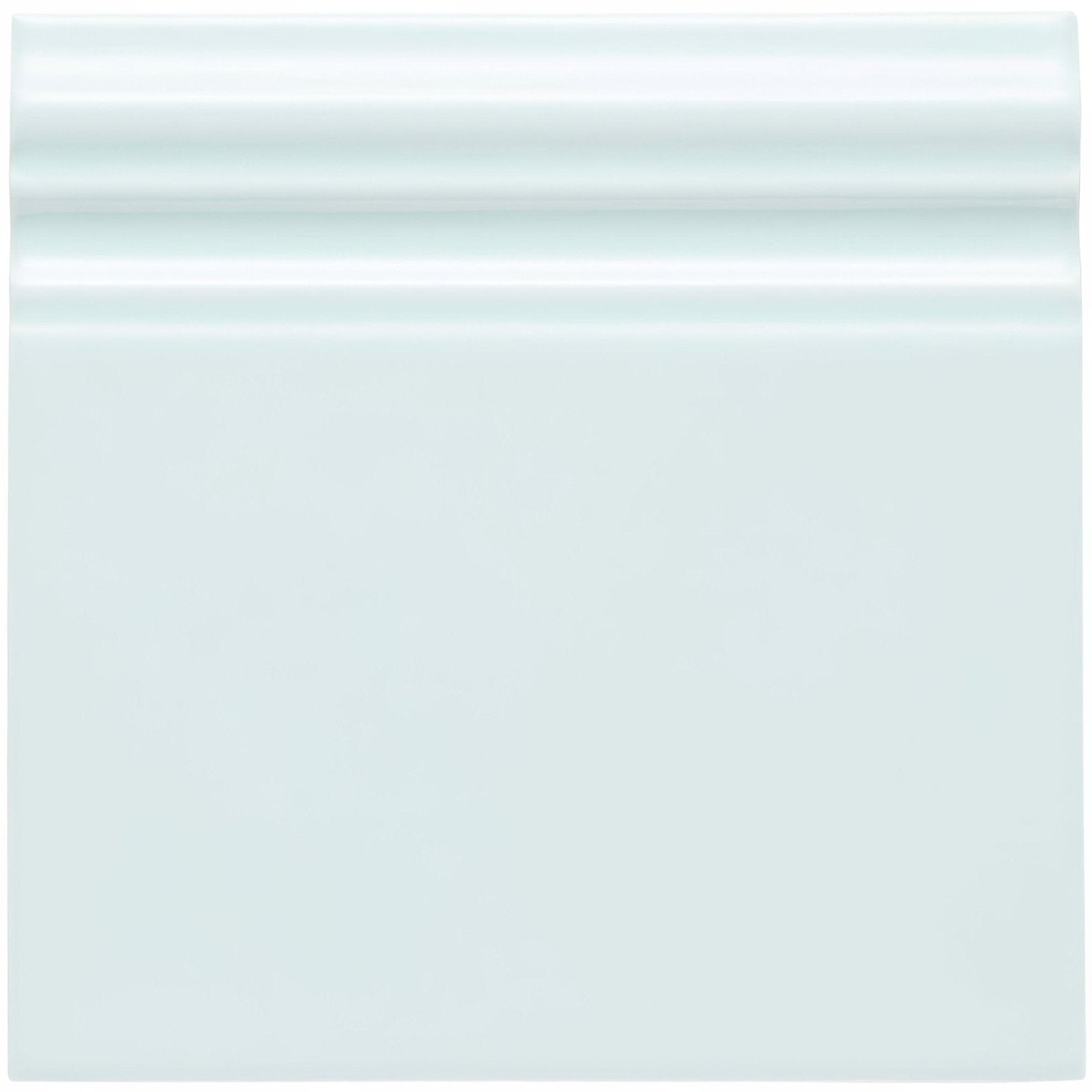 Southwold Skirting square glossy white ceramic tile with subtle horizontal ridged design on top edge