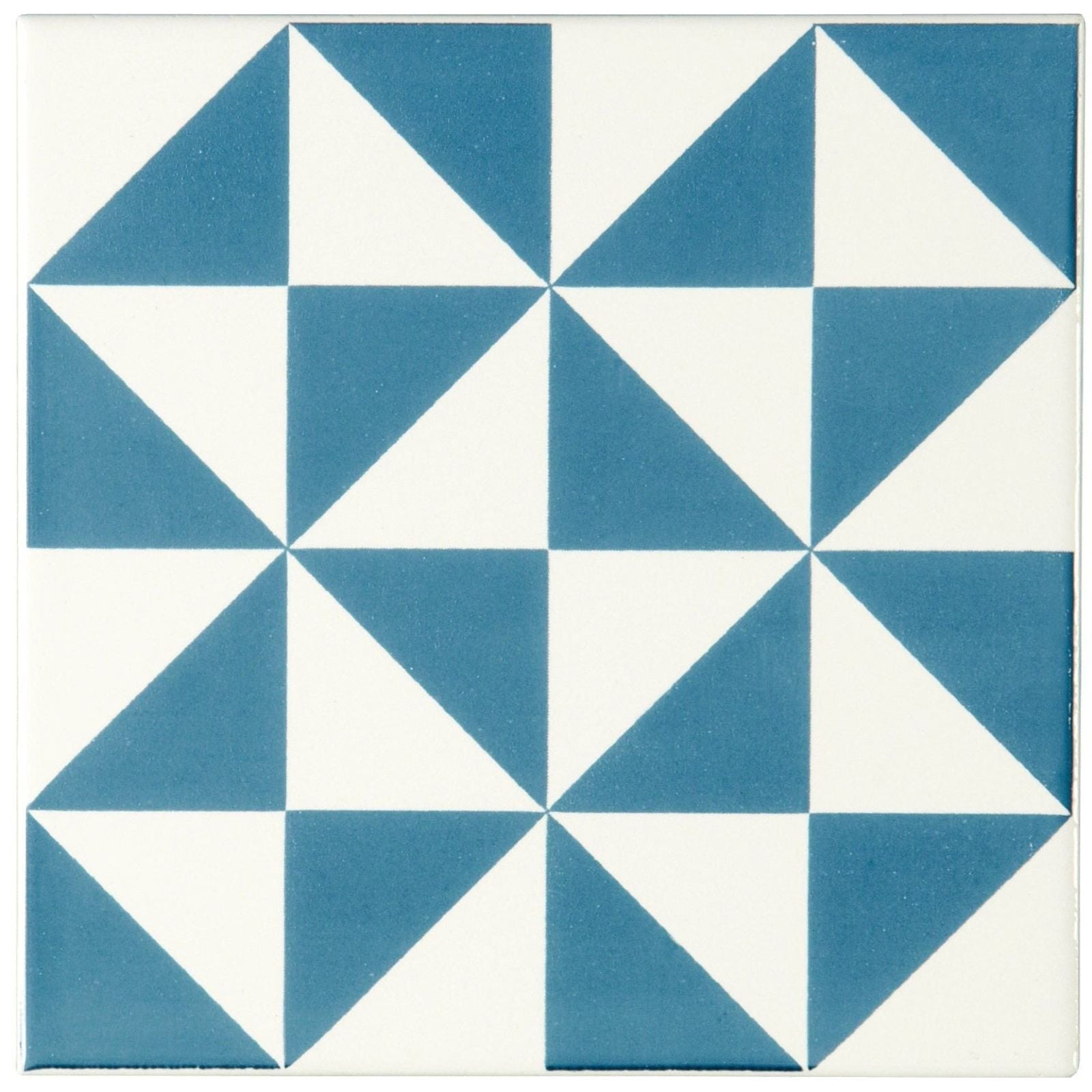 St malo blue on brilliant white ceramic tile with classic blue and white geometric diamond pattern