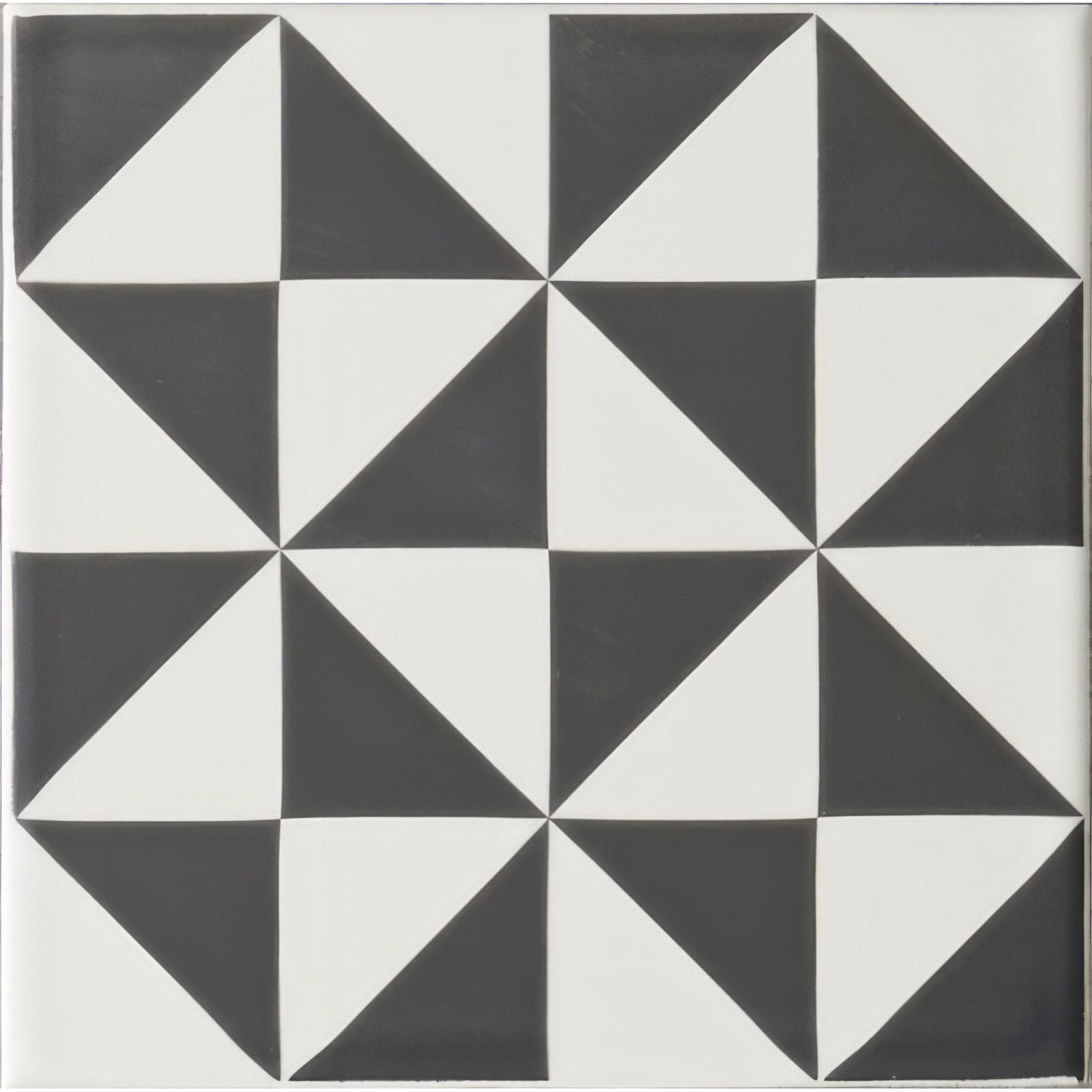 Black and white geometric patterned tile st malo grey on brilliant white with modern angular design