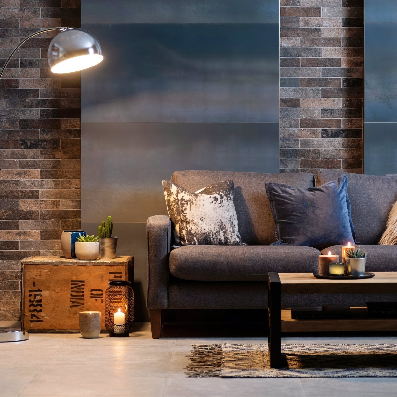 Steel Midnight Blue Rectified Glazed Metallic - finish Porcelain