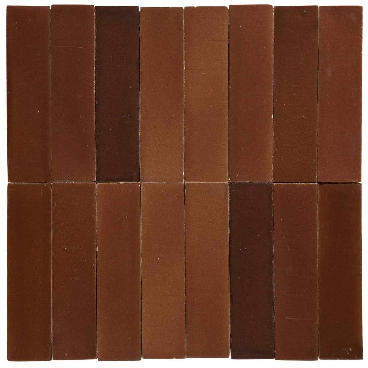 A set of stone glaze ceramic cola gloss brick tiles in varying shades of brown with subtle surface textures arranged in a grid
