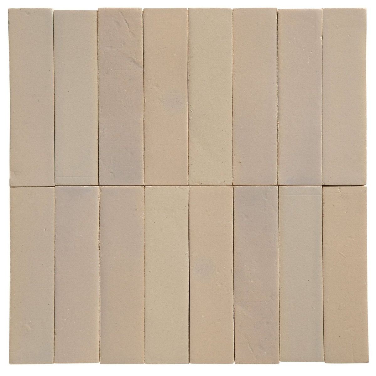Beige rectangular stone glaze ceramic mink gloss brick tiles arranged in a neat grid pattern
