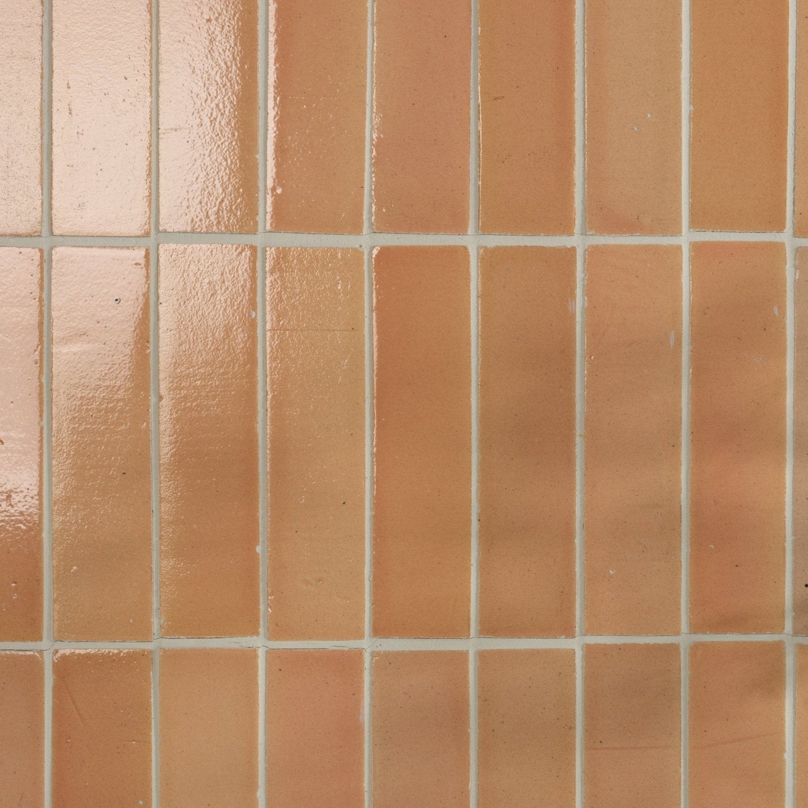 Stone glaze ceramic petal gloss brick terracotta rectangular tiles with glossy finish and white grout lines