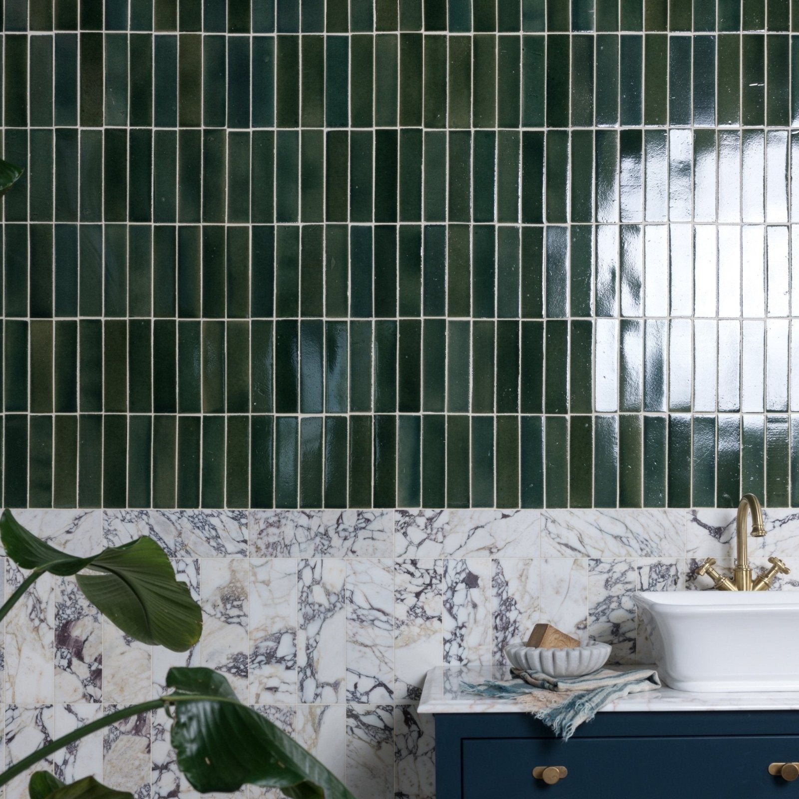 Stone Glaze Ceramic Petrol Green Gloss Brick