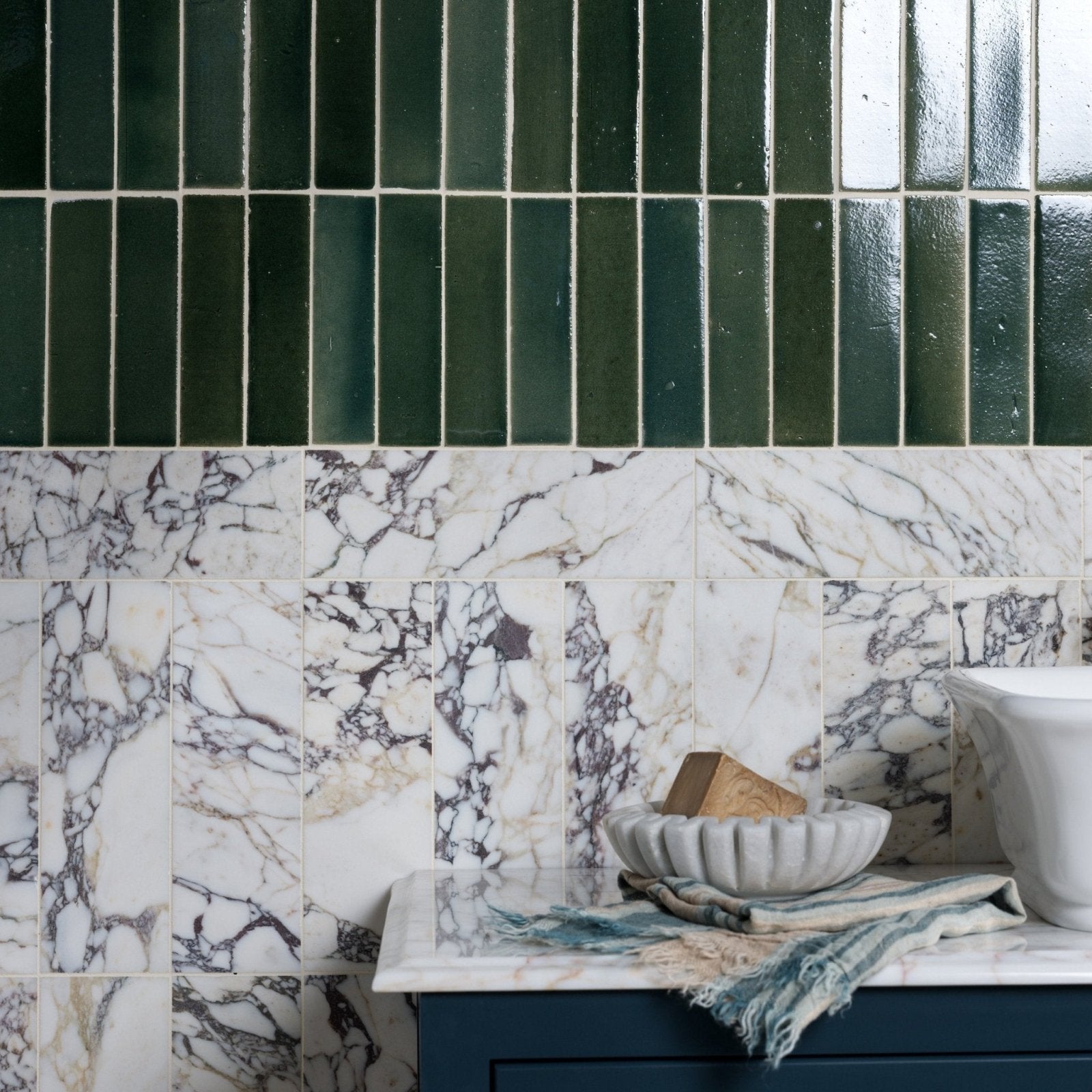 Stone Glaze Ceramic Petrol Green Gloss Brick