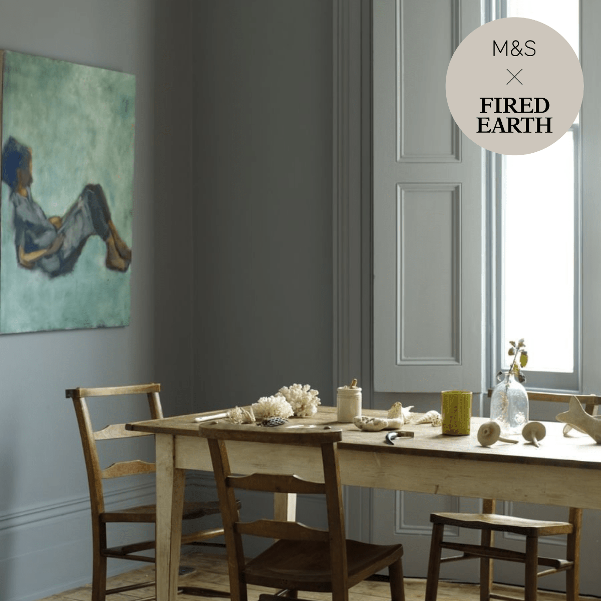 Storm rustic wooden dining table with light weathered finish and simple sturdy legs for dining use
