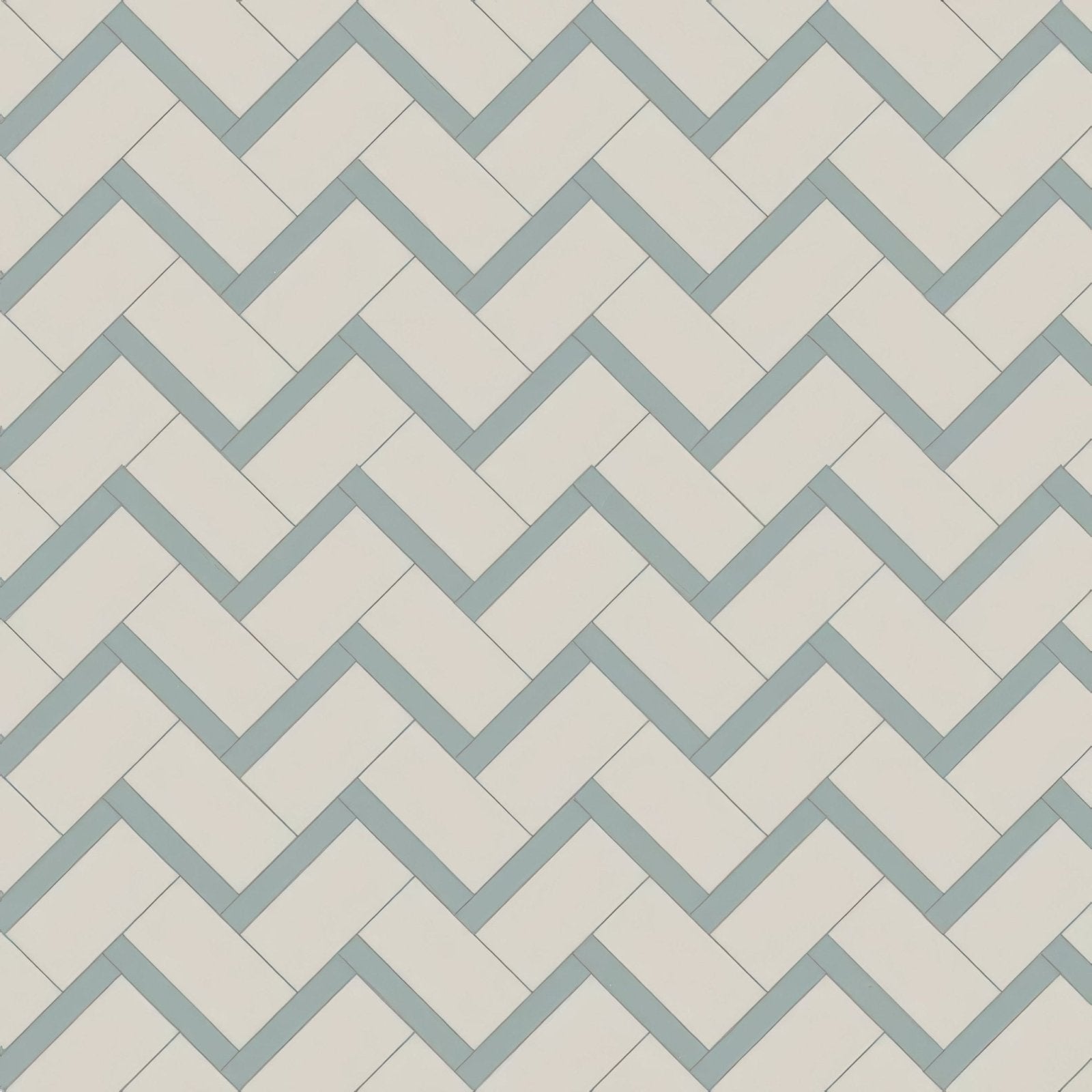 Beige and slate blue herringbone patterned tile in stornoway grey and dover white for flooring and walls