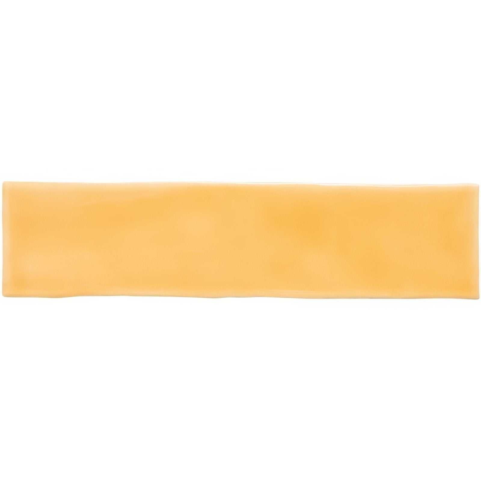 A smooth solid yellow matte finish large brick tile called straw ideal for wall and floor surfaces