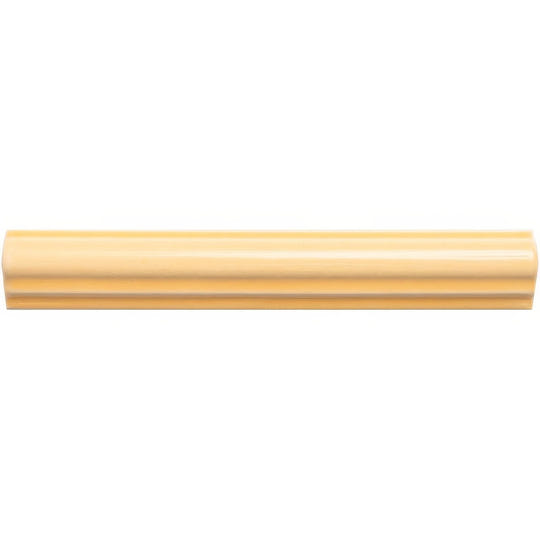 Cream-colored glossy straw ogee moulding with a smooth slightly curved rectangular profile for decorative trim