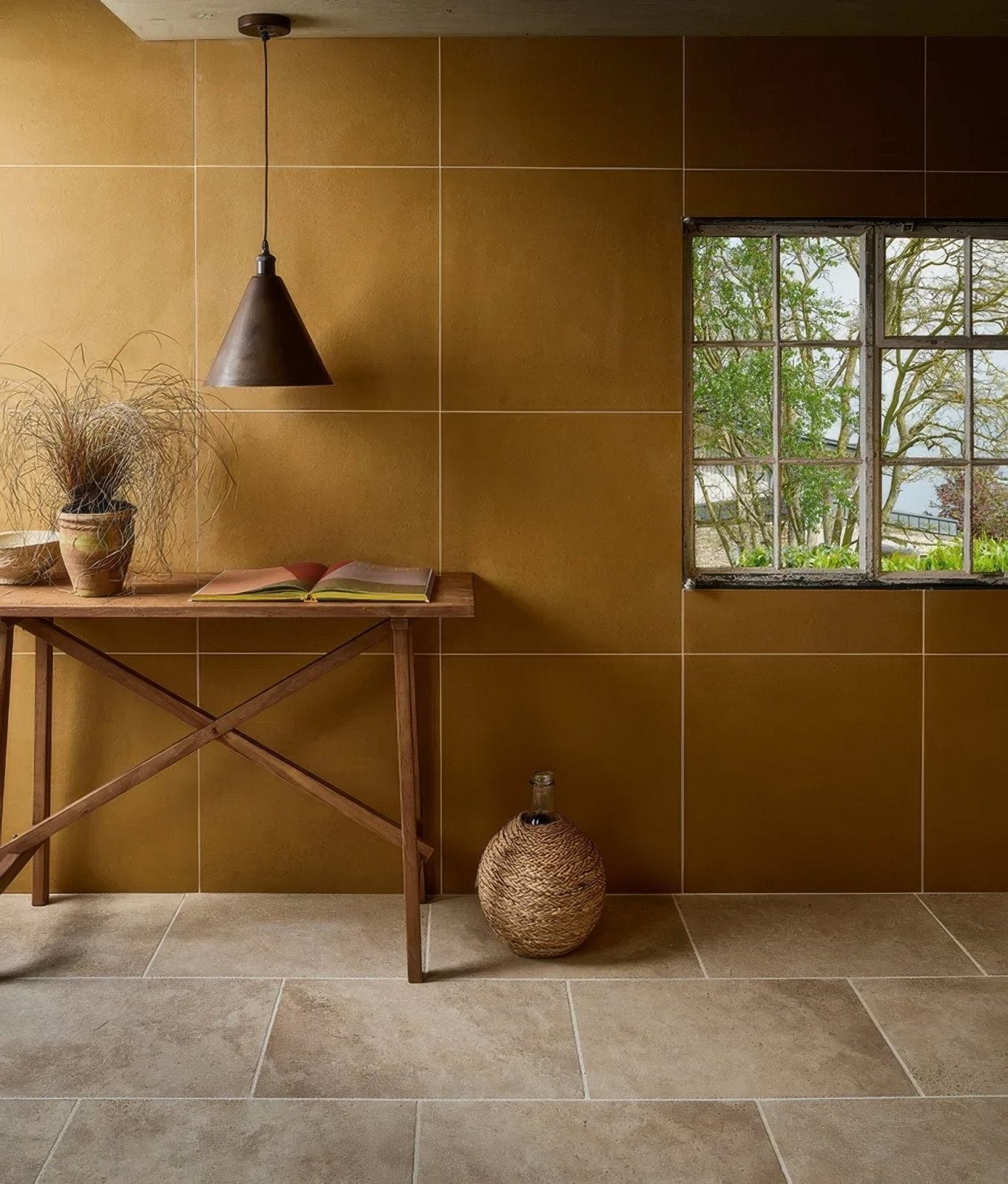 Stucco Porcelain Textured Mustard