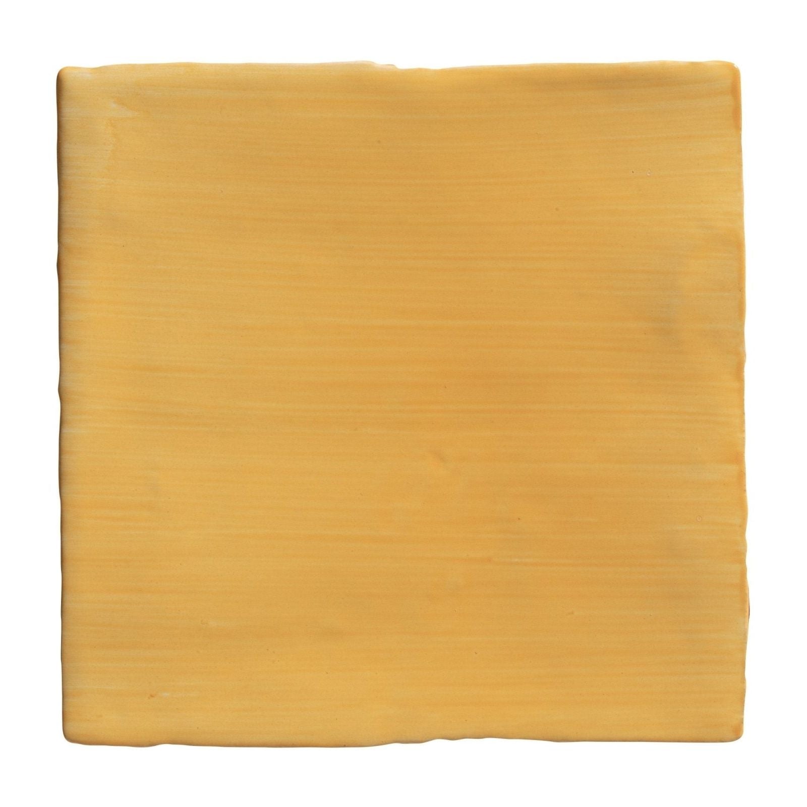Studio jamboree handpainted ceramic summer field square mustard yellow tile with smooth textured surface and rounded edges