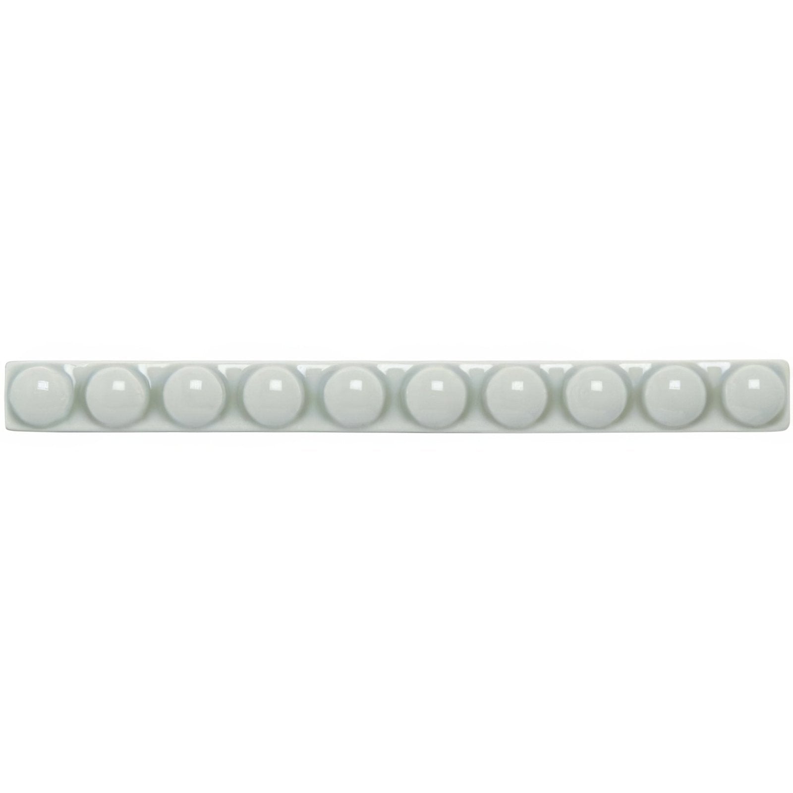 Sudbury empire white ceramic bar with ten evenly spaced glossy spherical beads for decorative use