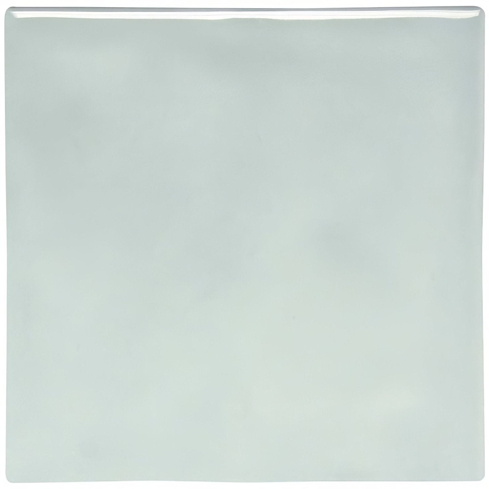 A square glossy light green ceramic tile with a smooth reflective surface from the sudbury field tile collection