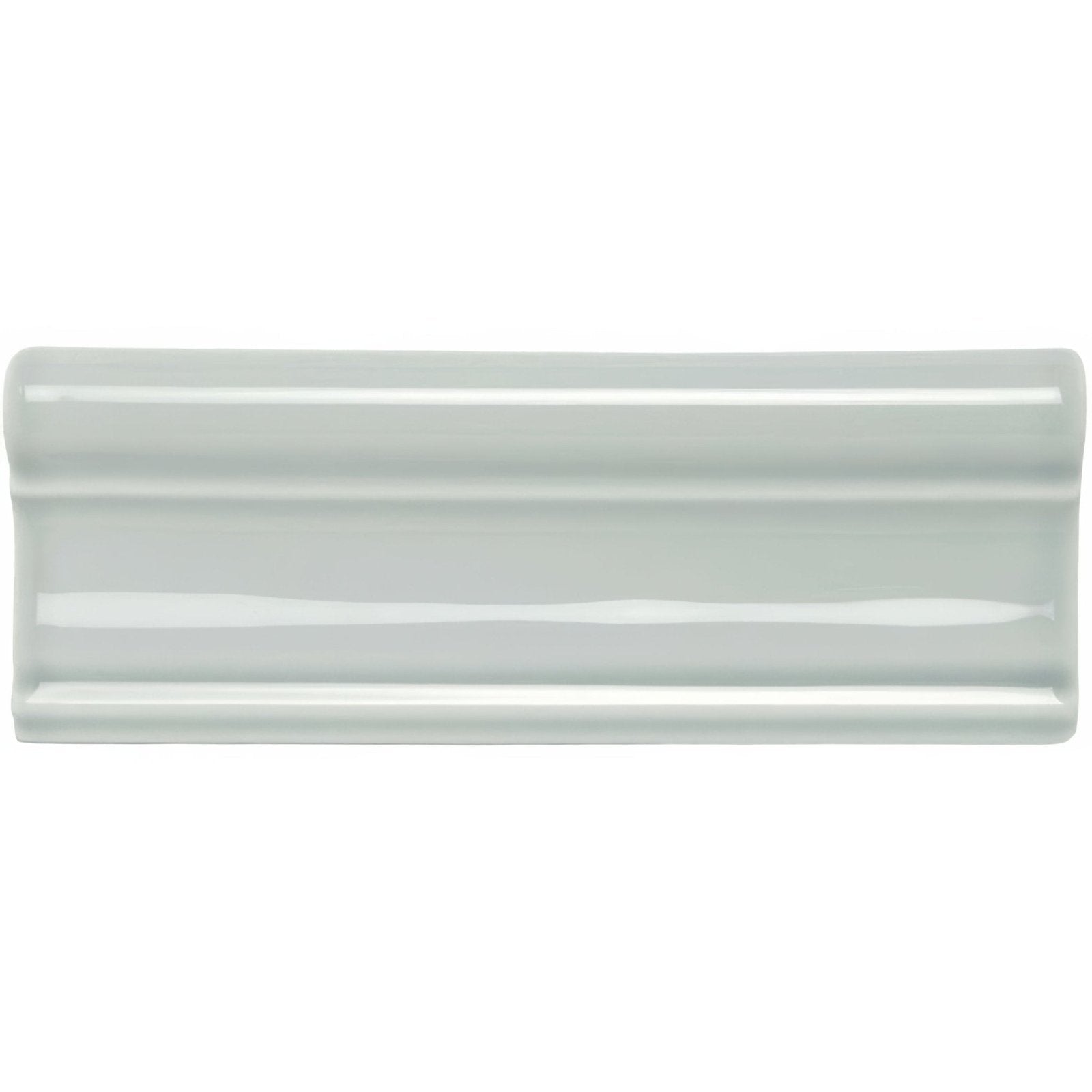 A sleek glossy white ceramic tile sudbury hampton with subtle curved profile and two horizontal ridges
