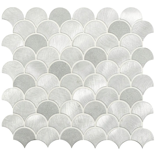 Surtur Silver Brushed Scale Aluminium Mosaic - alternate view