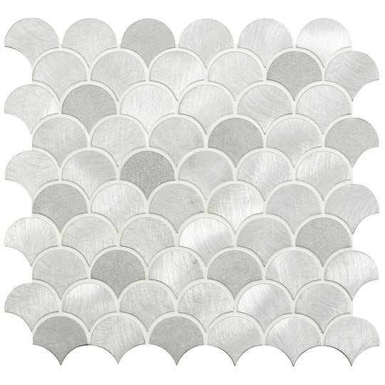 Surtur Silver Brushed Scale Aluminium Mosaic - alternate view