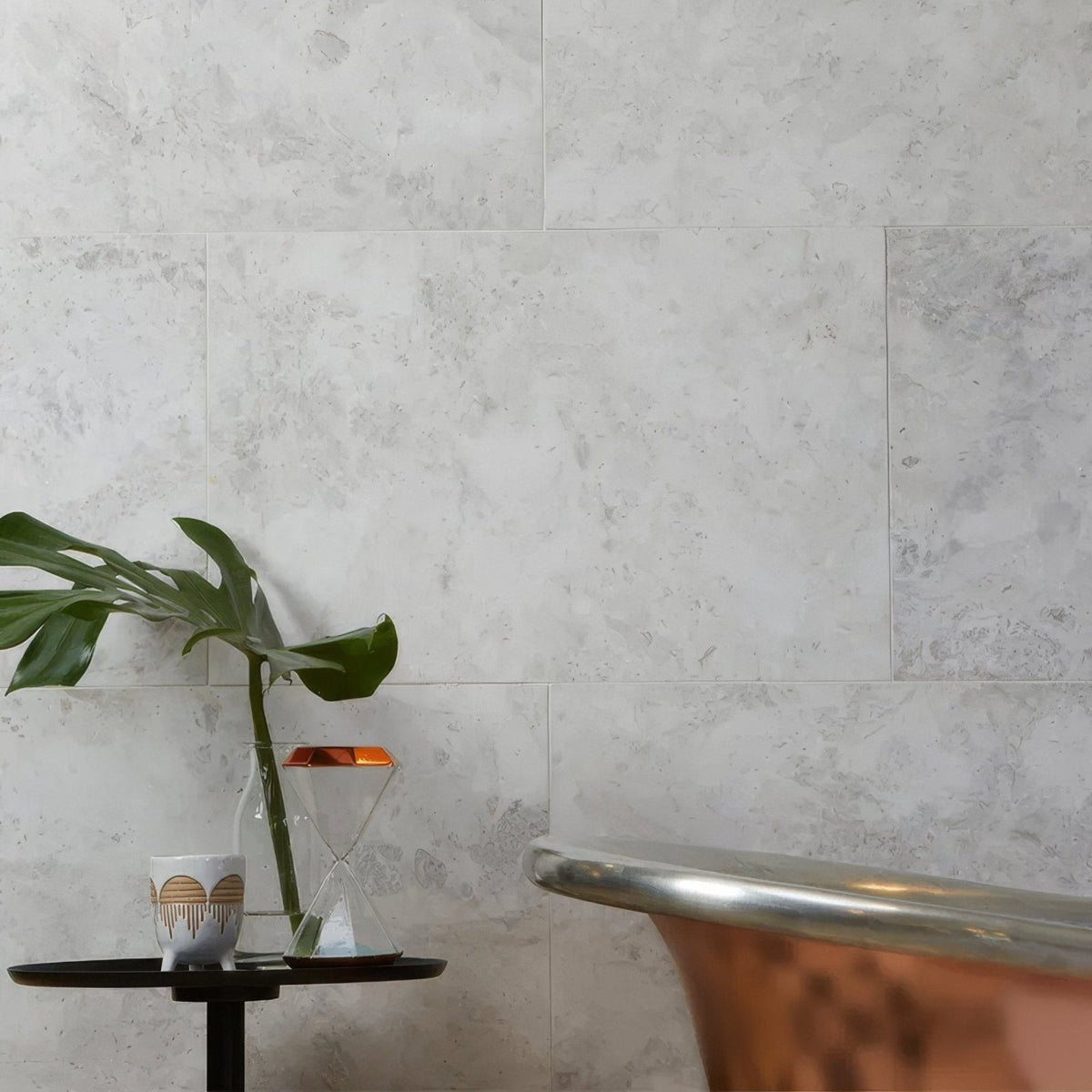 Taj Mahal Marble Honed Finish 61 x 40.6cm in a bathroom setting