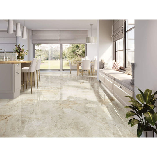 Shiny beige támesis 1851 sand polished marble floor tiles with subtle veining for elegant interior flooring