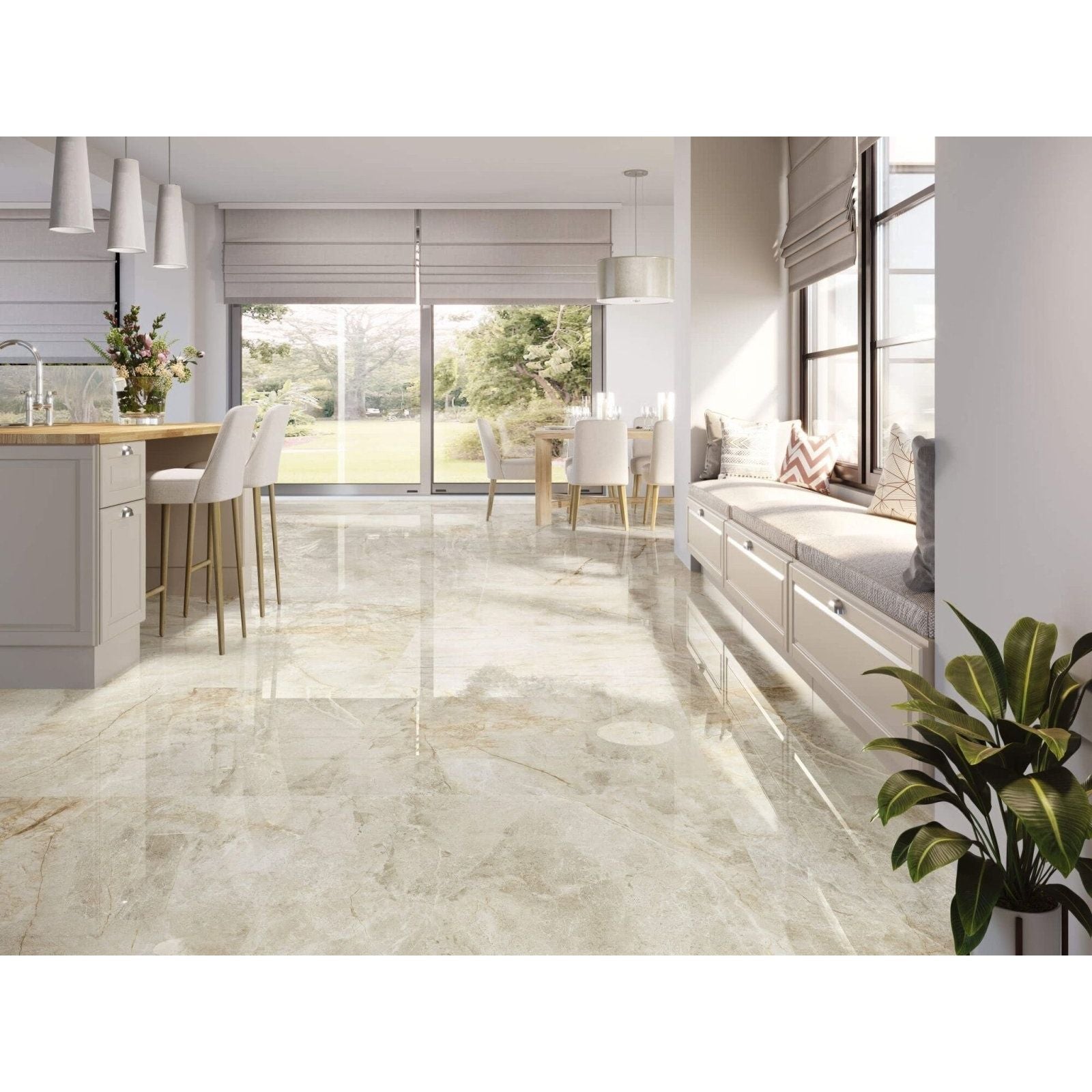 Shiny beige támesis 1851 sand polished marble floor tiles with subtle veining for elegant interior flooring