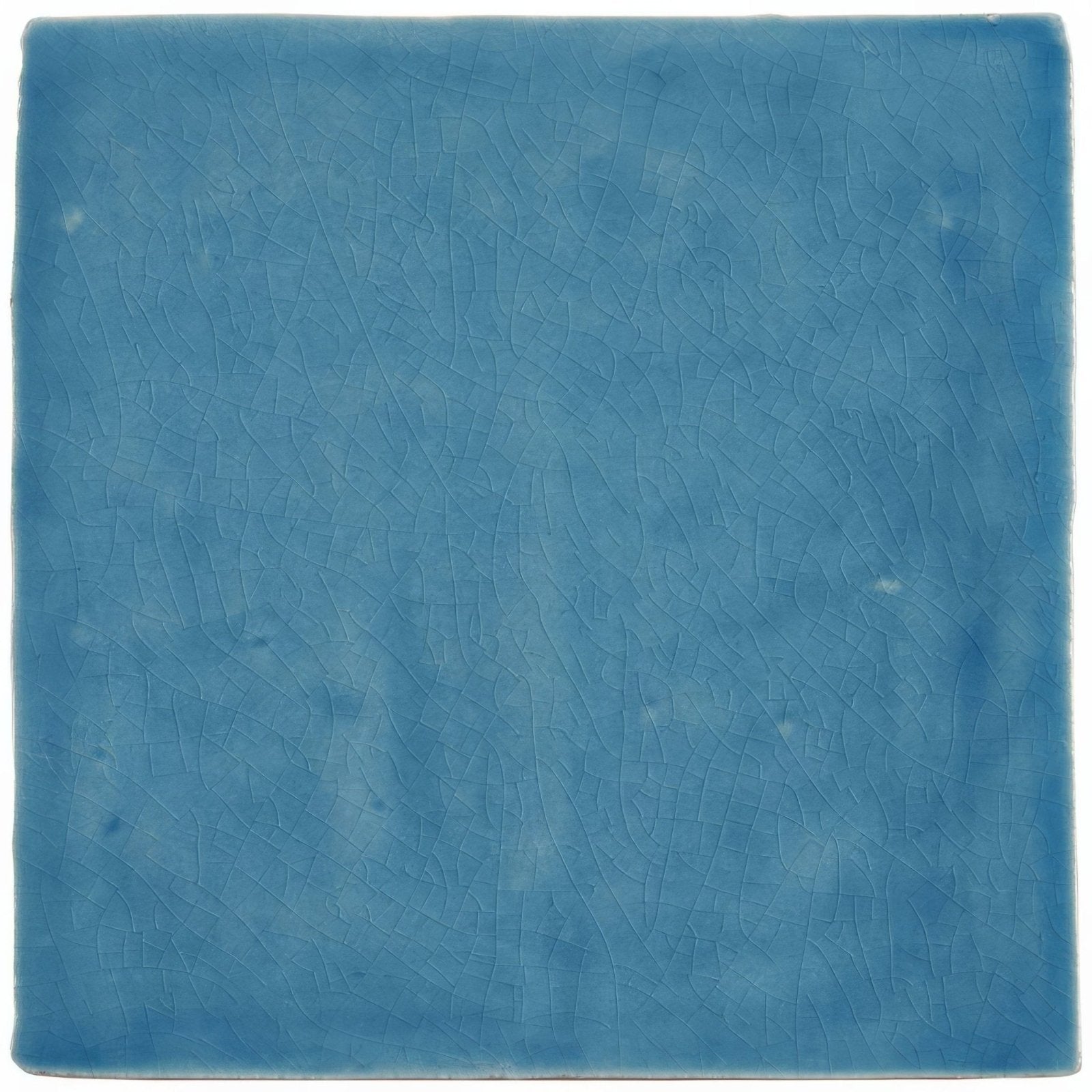 A square blue ceramic field tile teal with a crackled glaze finish perfect for indoor wall applications