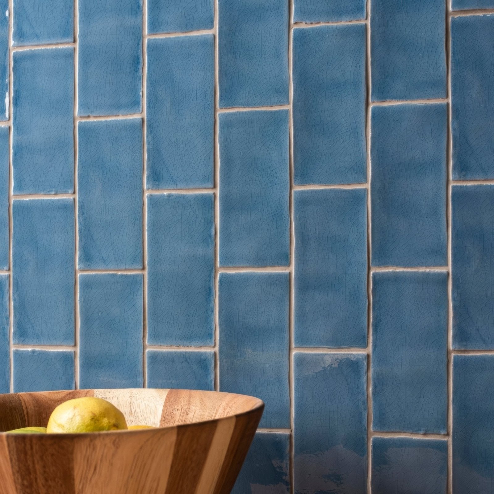 Half tile teal blue ceramic subway tiles with a matte finish and subtle texture for wall use