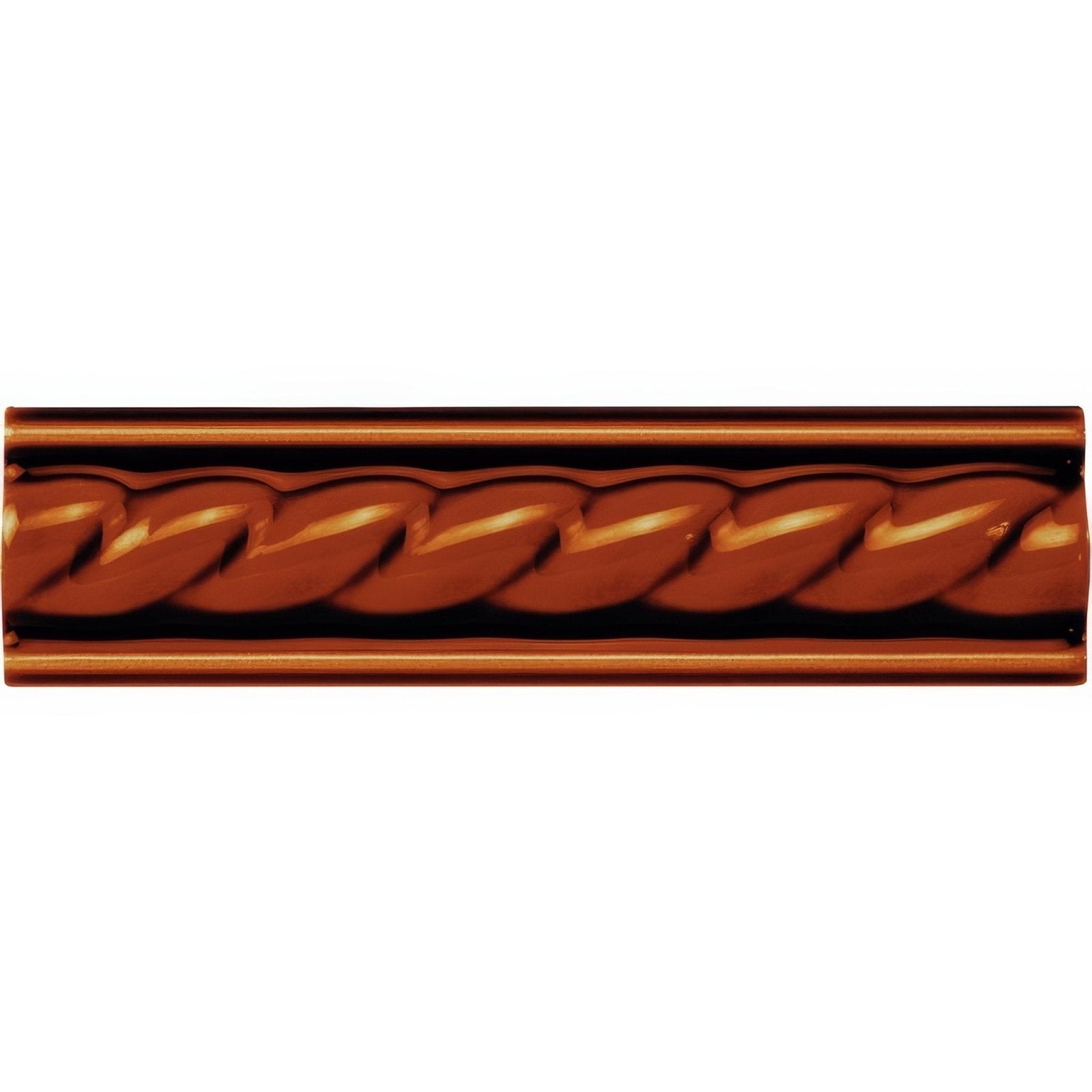 Teapot brown rope moulding featuring copper-colored twisted rope design with glossy finish for decorative use