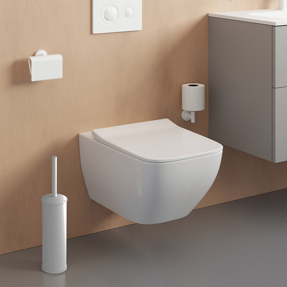 Metal Toilet Brush in White - Origins Living, view 2