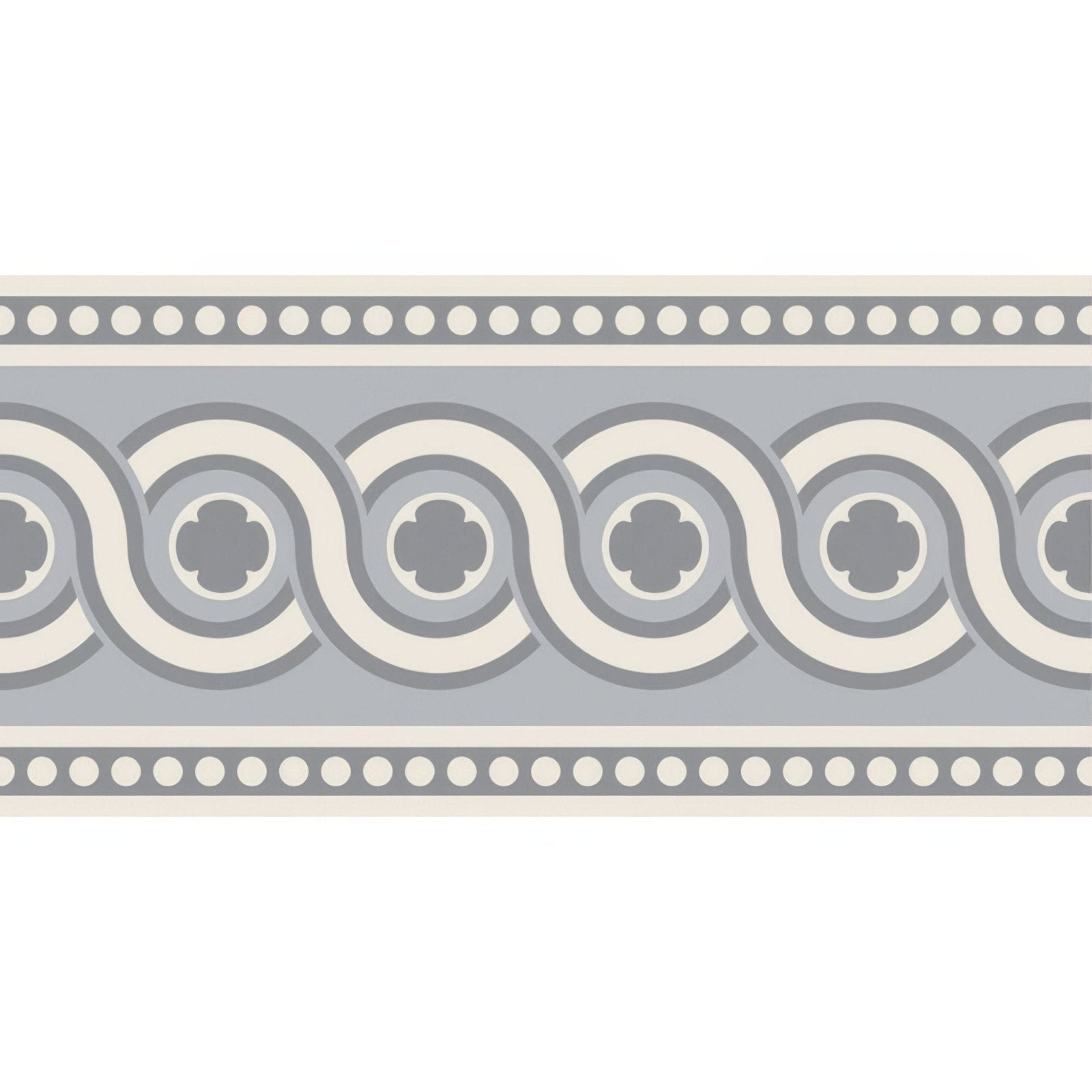 Gray and cream decorative border with repeating circular motifs from telford border grey on dover white