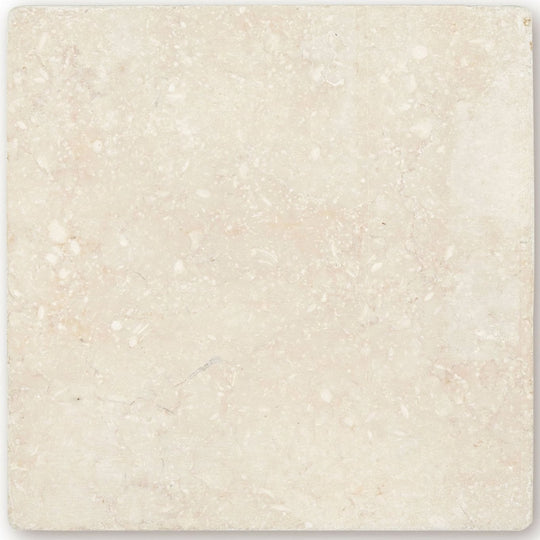 Temple Ezra 30 x 30cm tumbled cream-colored travertine tile with natural speckled texture and subtle veining