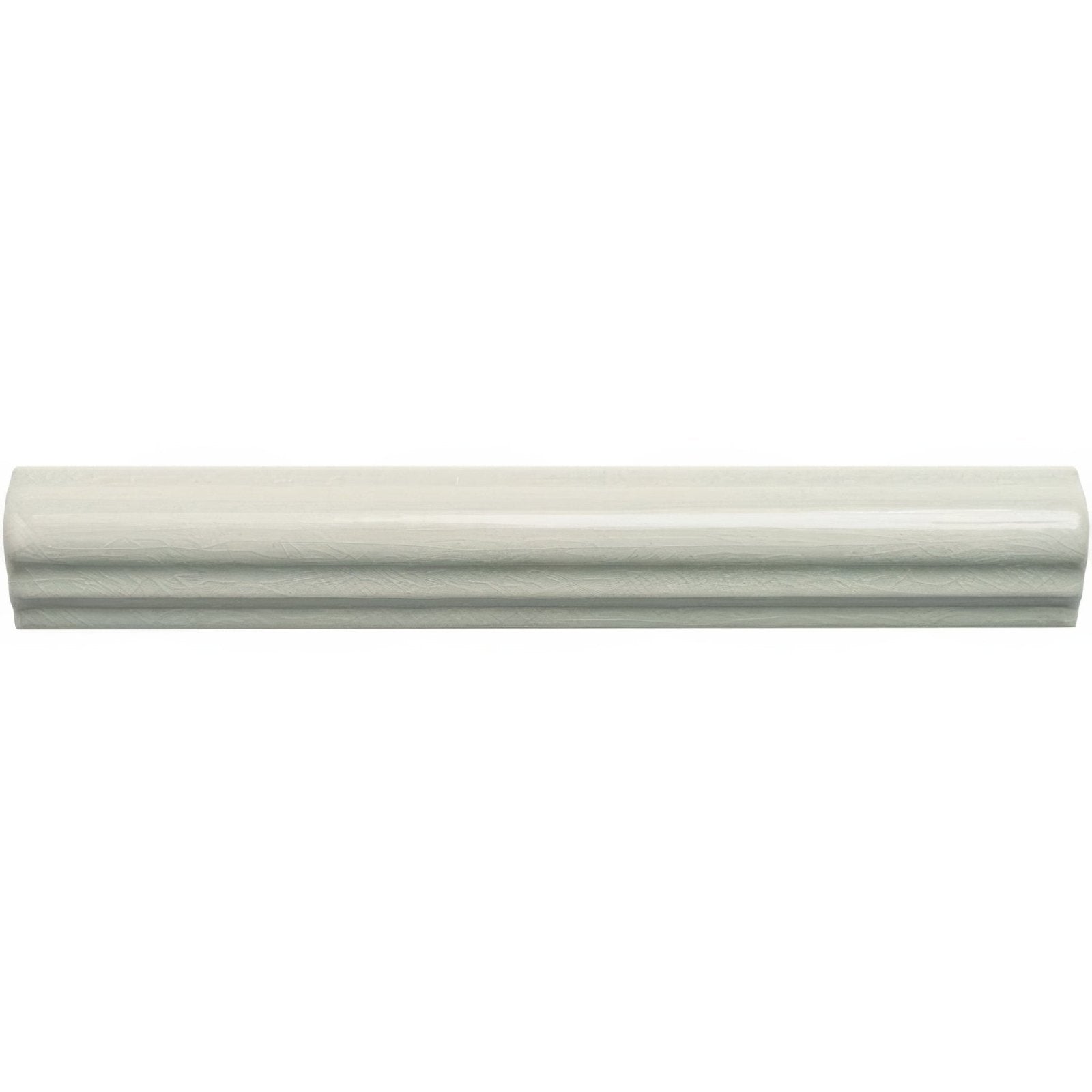 Ogee moulding tern cream-colored glossy ceramic crown molding with smooth curved profile and subtle horizontal grooves